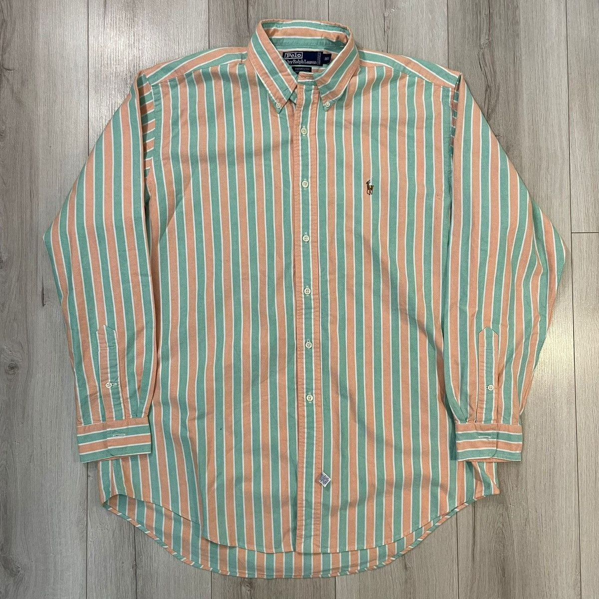 Polo Ralph Lauren Yarmouth Striped Orange Green Shirt y2k