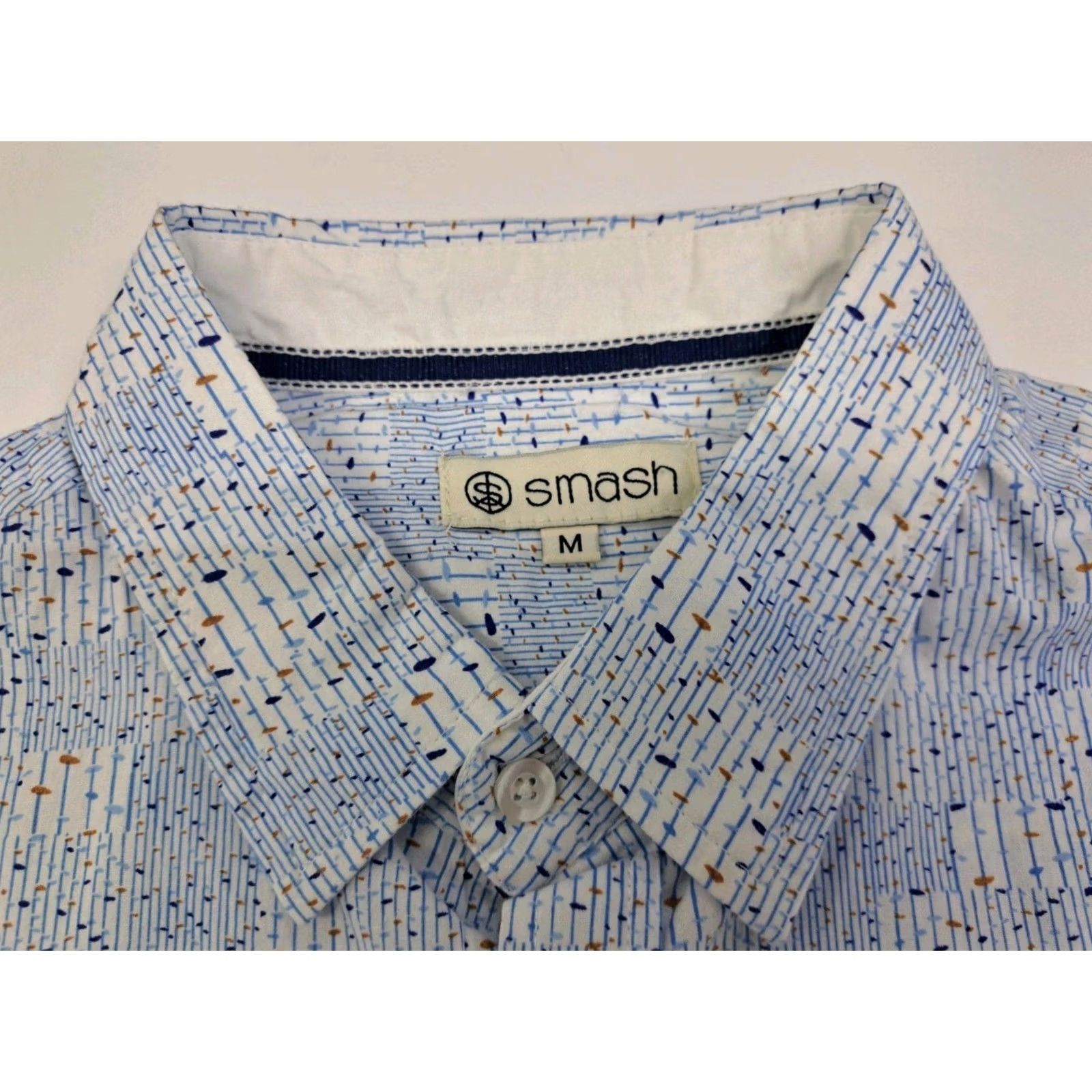 Vintage Smash Shirt Mens Medium Blue/White Short Sleeve Button Up NWT #7001 Size US M / EU 48-50 / 2 - 2 Thumbnail