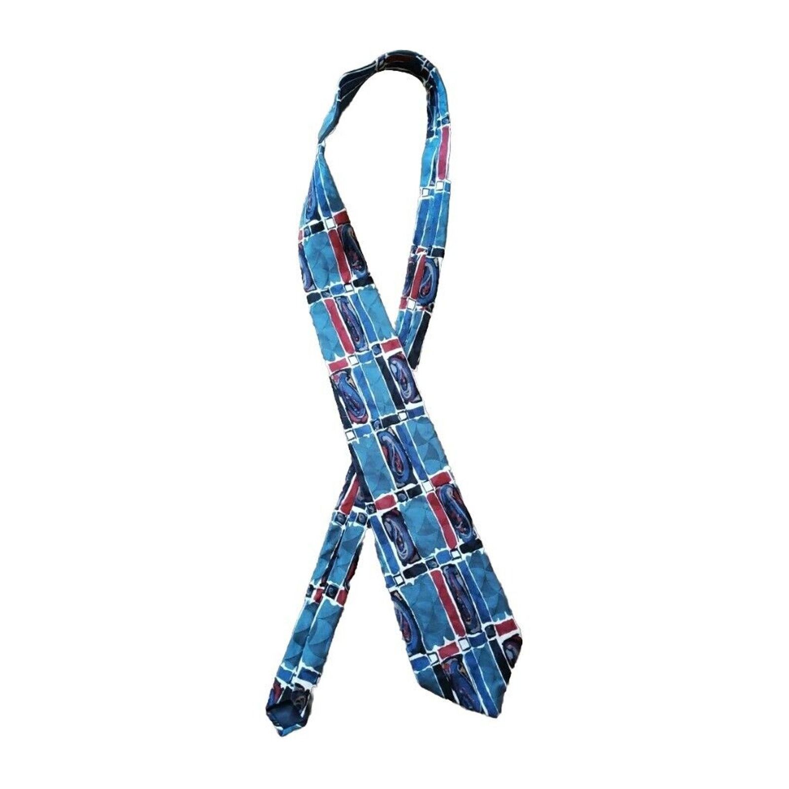 Anne Klein Anne Klein Men's Vintage Tie 58" x 4" Blue/Burgundy/Gray Size ONE SIZE - 3 Thumbnail