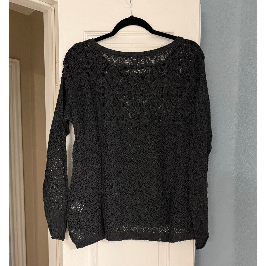Mossimo Mossimo Charcoal Grey Open Knit Cotton Sweater - Size Large Size L / US 10 / IT 46 - 2 Thumbnail