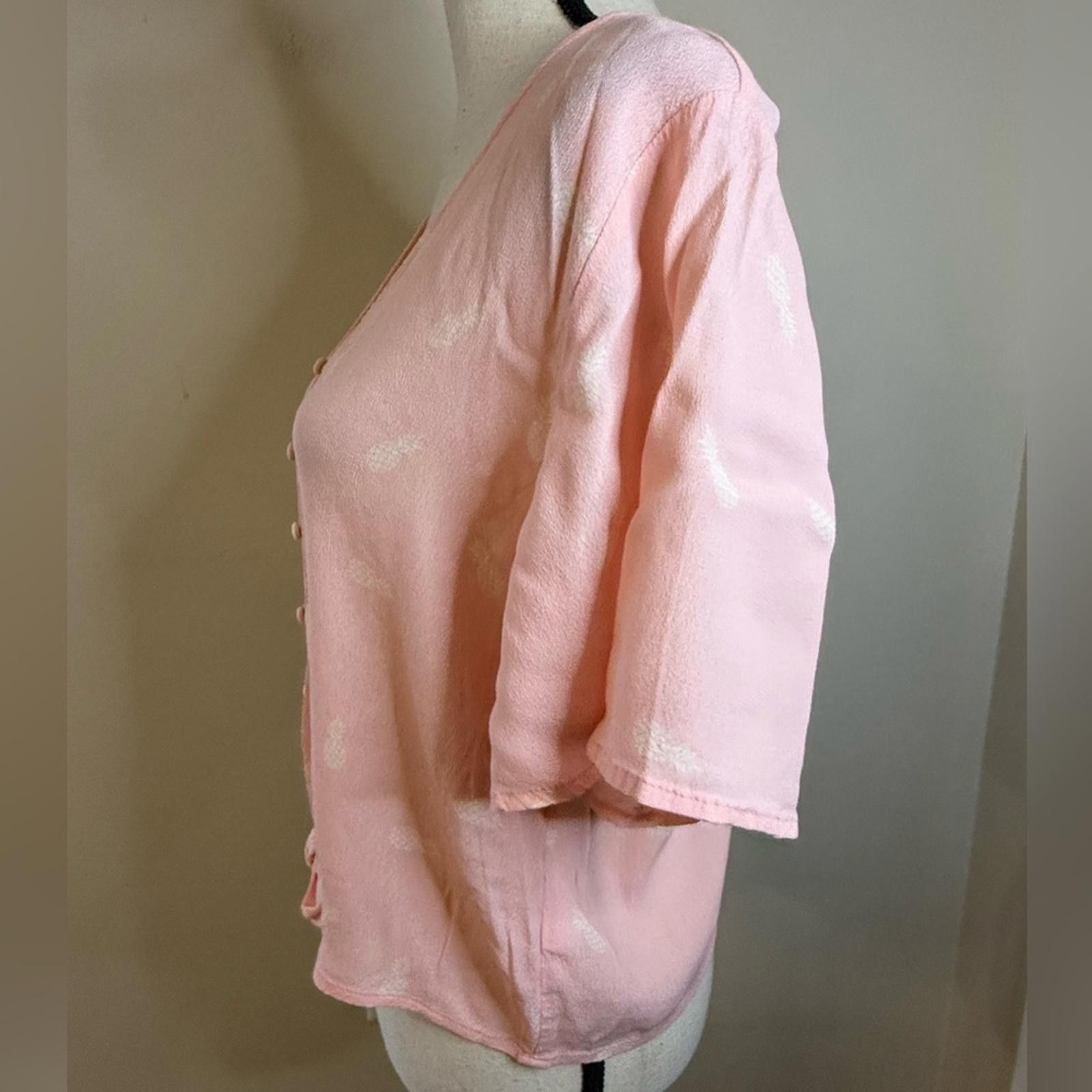 Other Elodie pink pineapple crop top tie waist V neck SZ LG Size L / US 10 / IT 46 - 3 Thumbnail