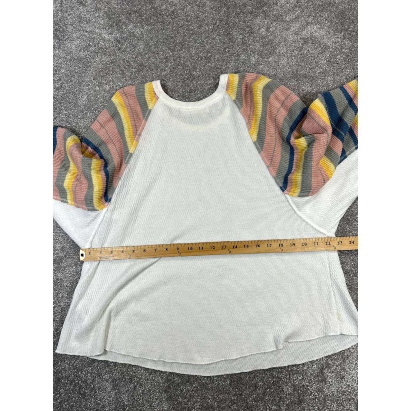 Free People Free People Sweater Shirt Womens S White Pink Yellow Blue Cotton Knit Pullover Casual Knit Sweatshirt 90s Womens? Size S / US 4 / IT 40 - 7 Thumbnail