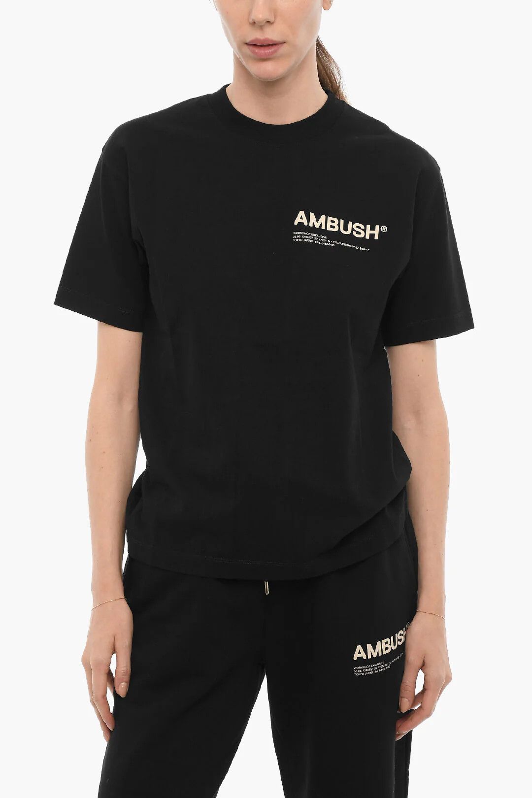 Ambush Design og1mm0426 Solid-Color Crew Neck T-Shirt in Black Size XS / US 0-2 / IT 36-38 - 1 Thumbnail