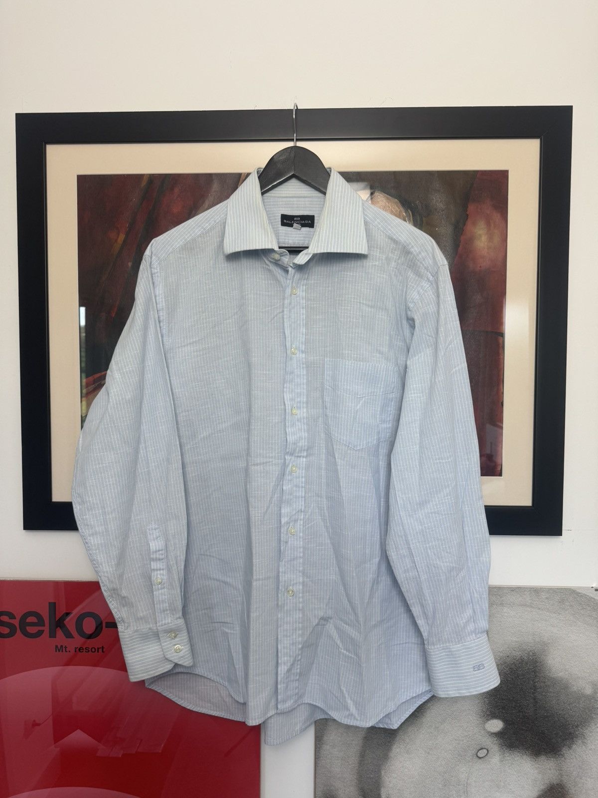 Balenciaga Balenciaga BB Logo Vintage Button Up Striped Shirt Casual Size US XL / EU 56 / 4 - 1 Thumbnail