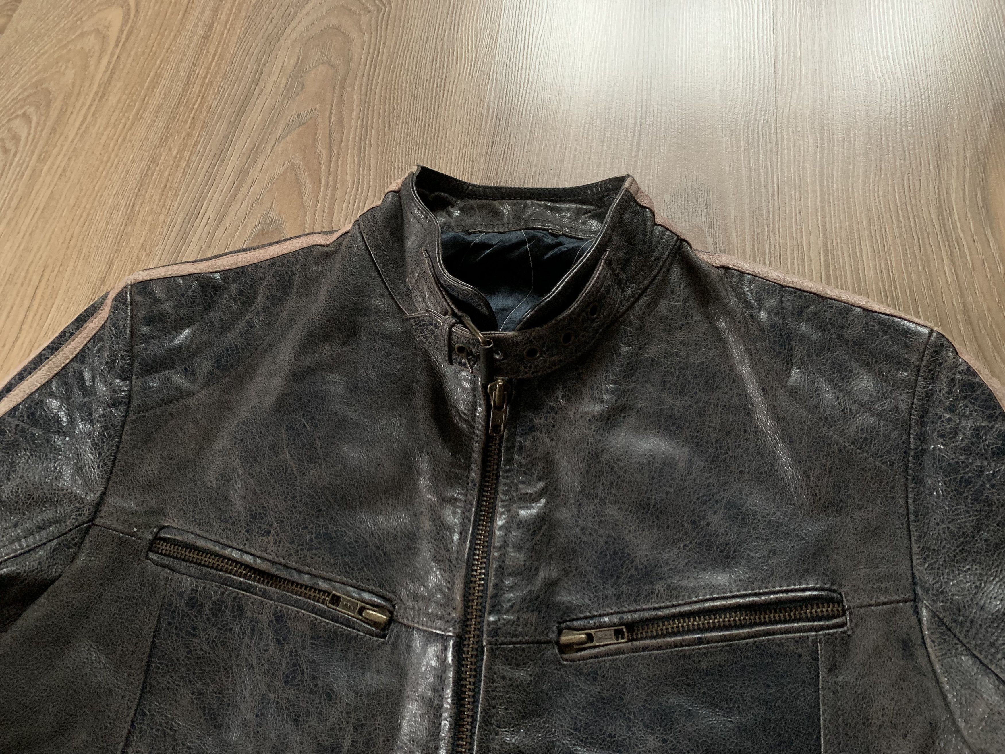 River Island Vintage River Island Leather Biker Stripe Jacket Size US S / EU 44-46 / 1 - 5 Thumbnail
