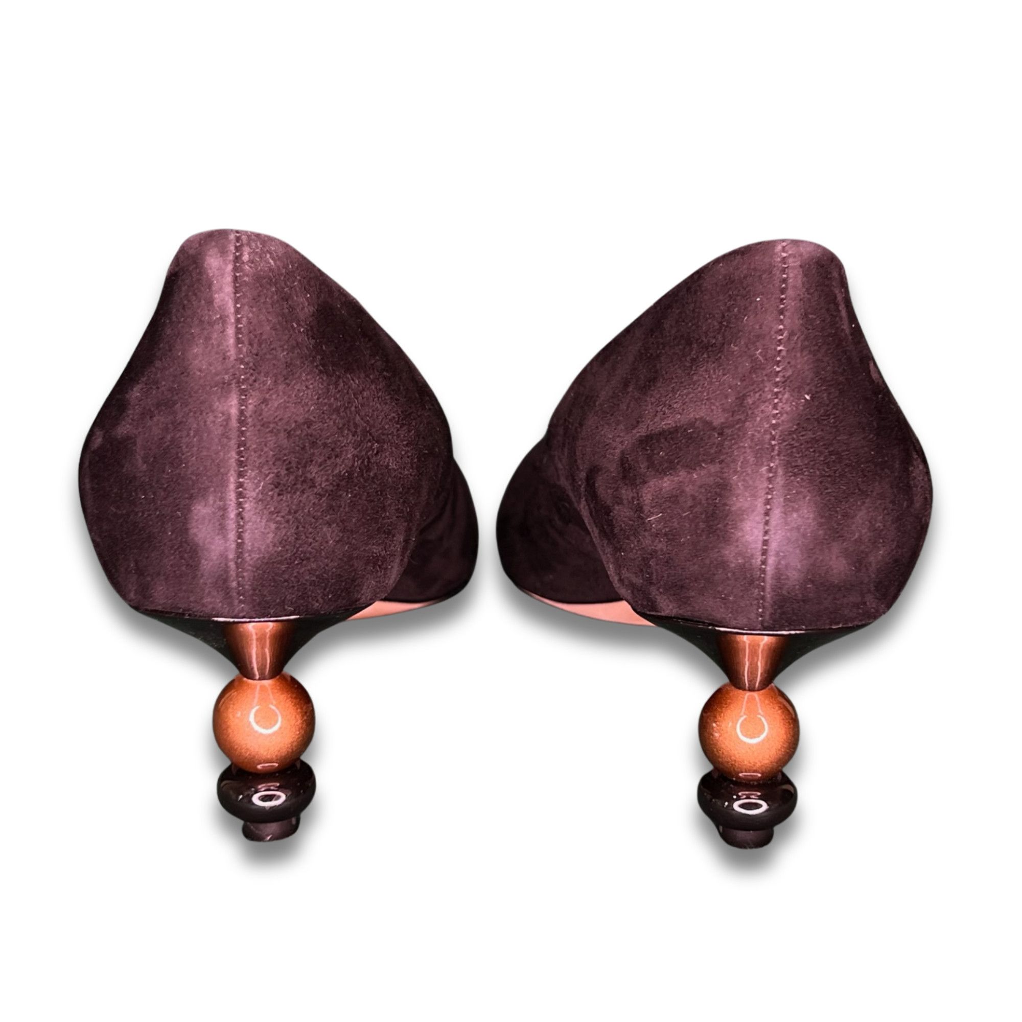 Other Butter Suede Pumps With Unique Spherical Heels Made In Italy Size US 9 / IT 39 - 3 Thumbnail