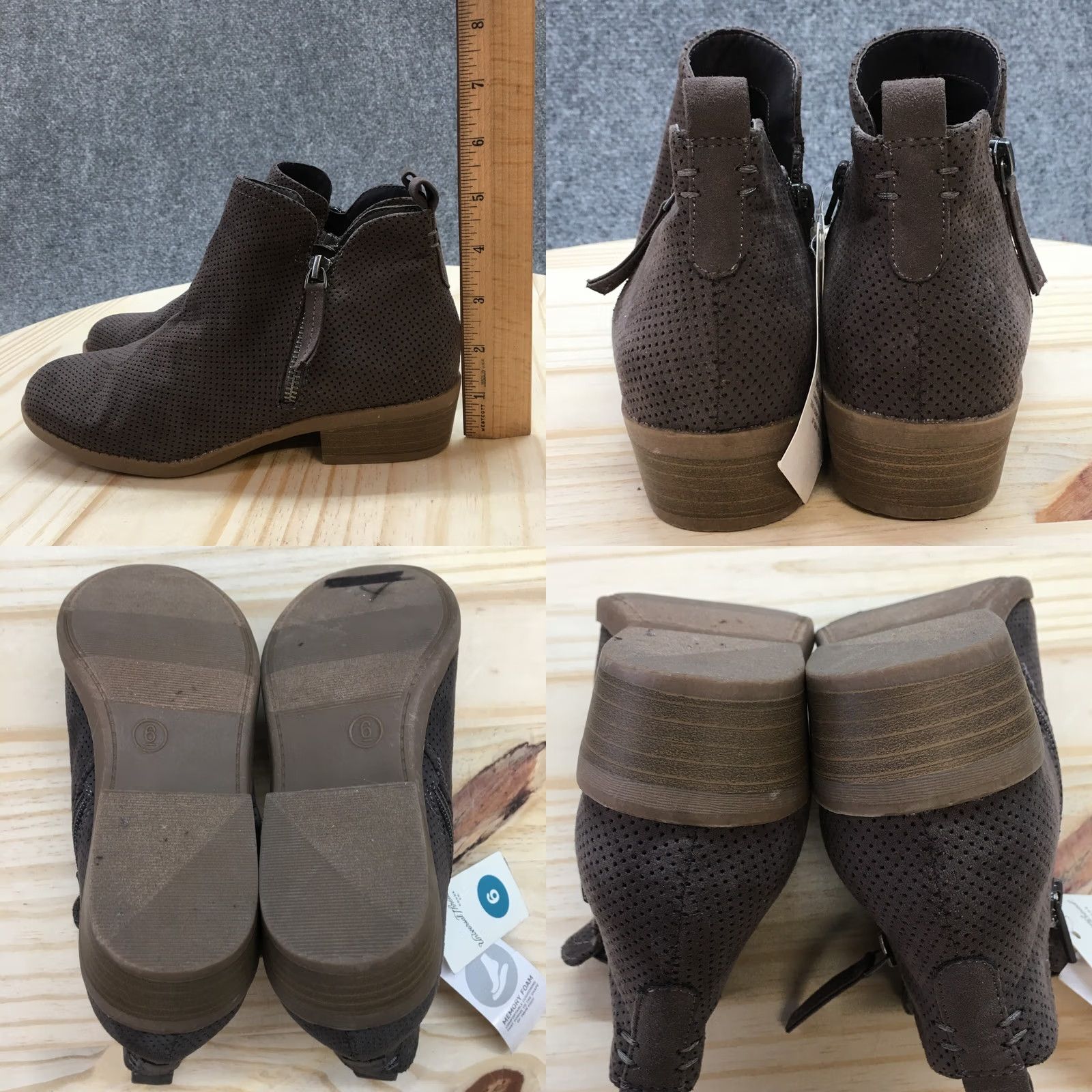 Vintage Universal Thread Boots Womens Dylan Perf Side Zip Heels Ankle Bootie Brown Size US 6 / IT 36 - 8 Thumbnail