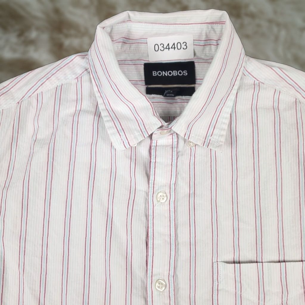 Bonobos Bonobos Shirt Mens Medium Gray Striped Button-Up Short Sleeve Casual Business Formal Workwear Classic Preppy Mens Medium Gray Striped Bonobos Shirt Size US M / EU 48-50 / 2 - 1 Thumbnail