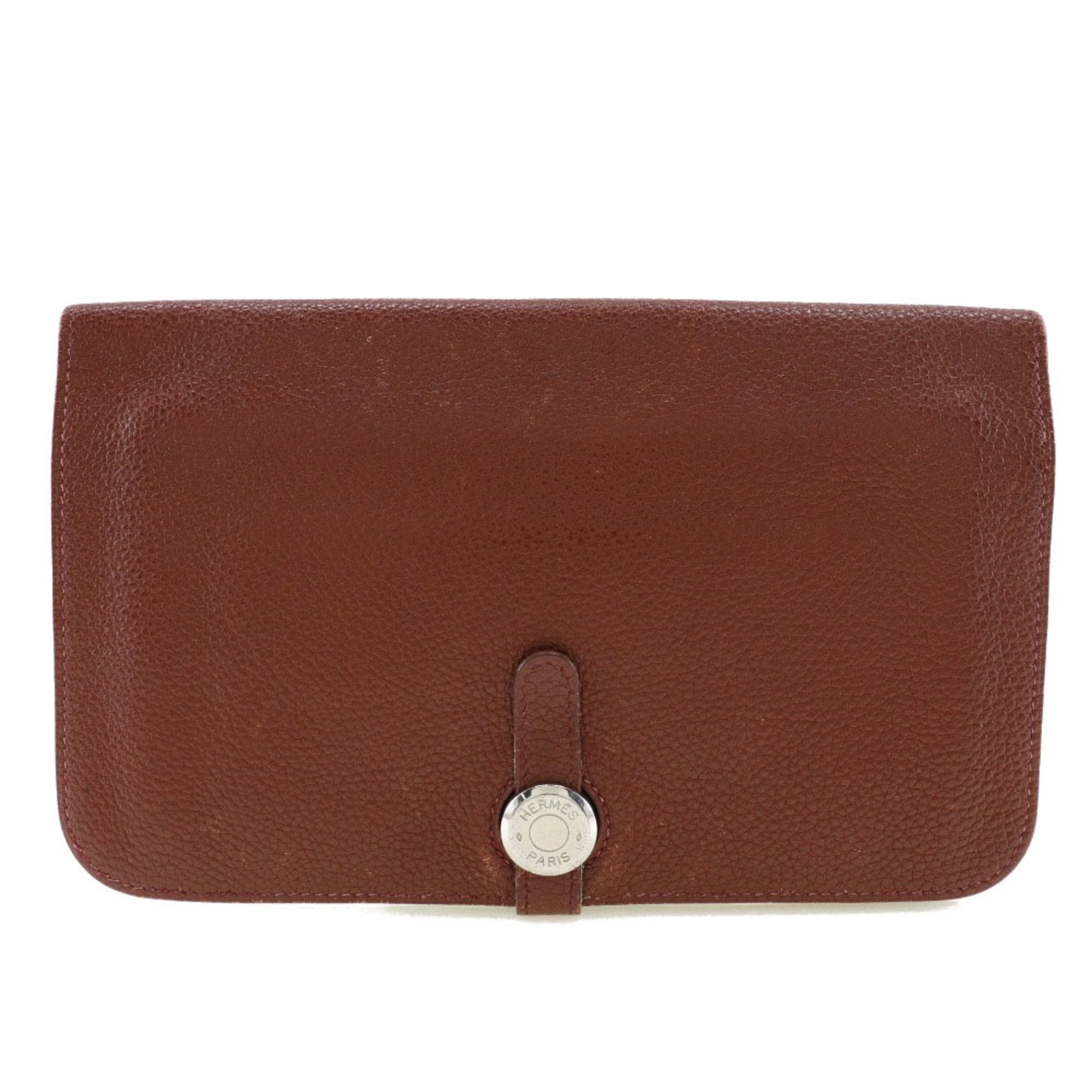 image of Hermes Dogon Wallet in Burgundy, Women's