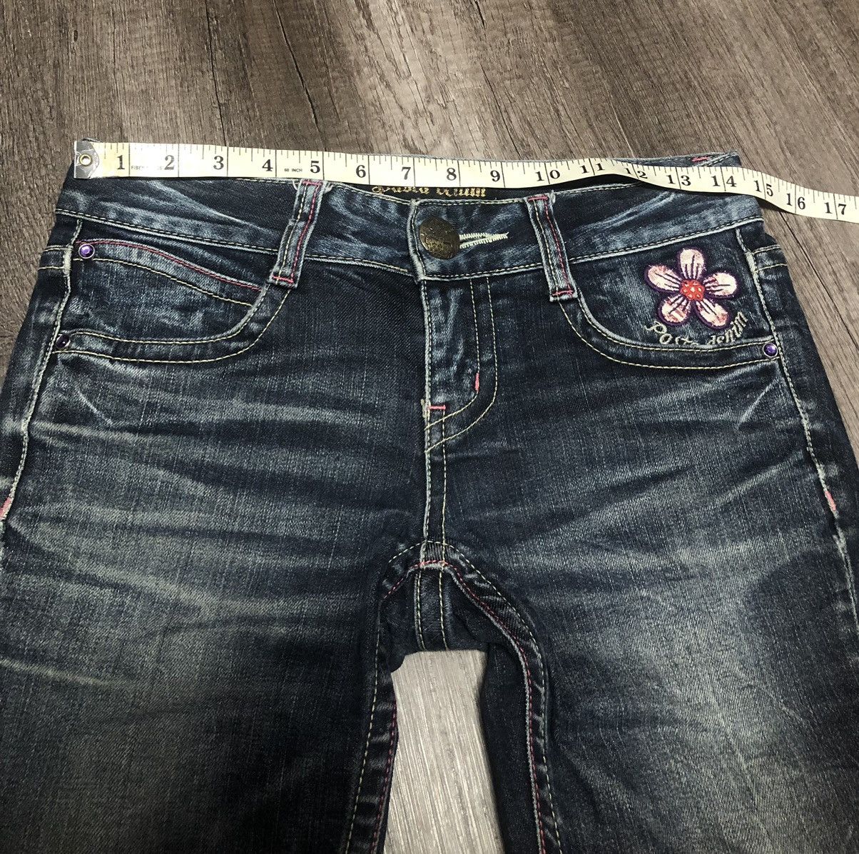 Japanese Brand Pasta Denim Jeans Flower Patch Size 29" - 16 Thumbnail