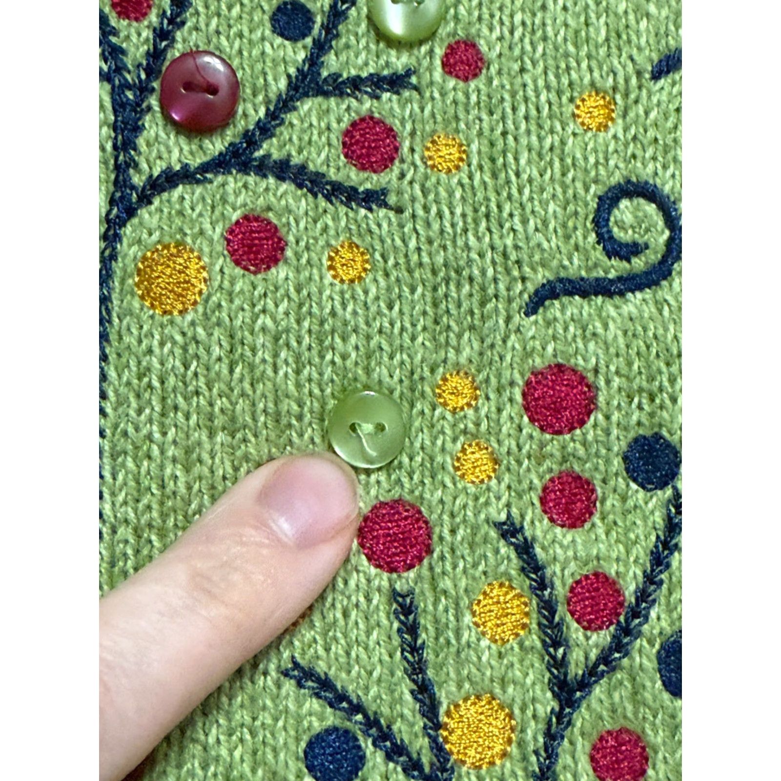 Pinko Breckenridge Sweater Cardigan Womens Large Green Floral Full Zip Buttons Size L / US 10 / IT 46 - 5 Thumbnail