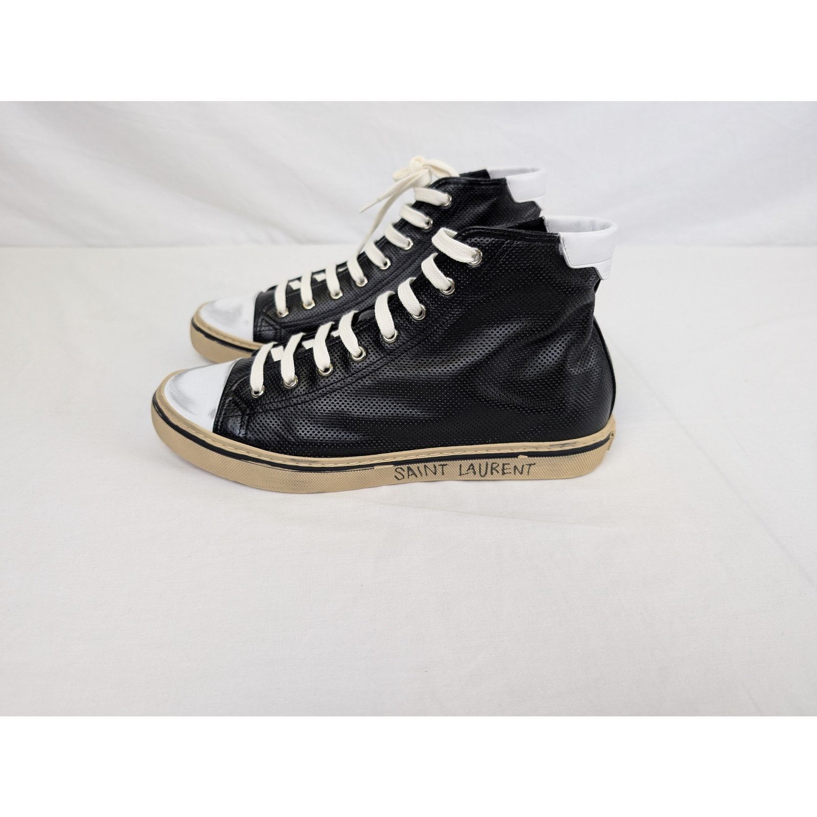 Saint Laurent Paris o1rshd1 Malibu Anilf Micr Boots Sneakers in Black/Beige Size US 9 / EU 42 - 9 Thumbnail