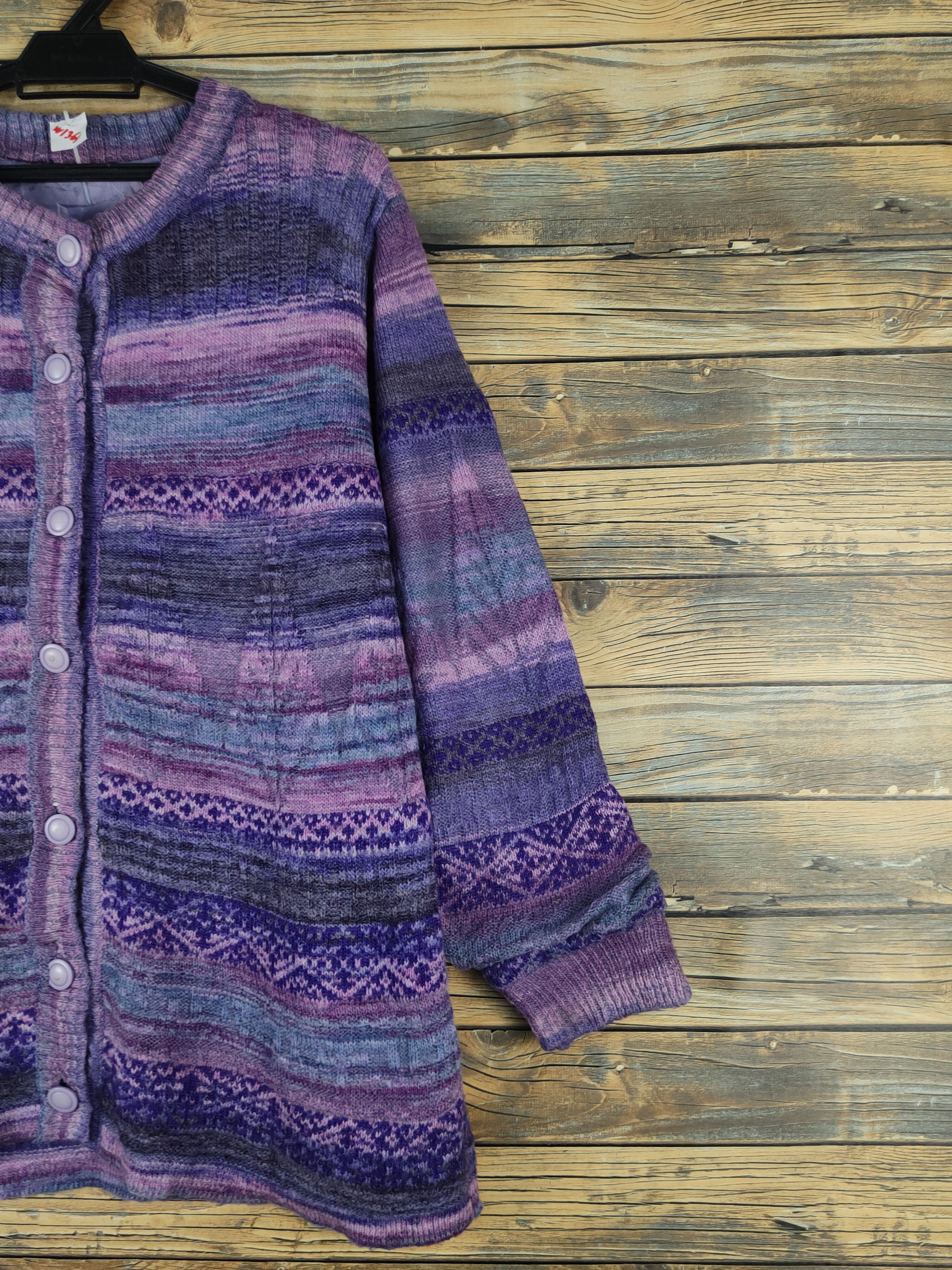 Japanese Brand × Vintage Japanese Brand Purple Knitwear Sweaters #W1361 Size L / US 10 / IT 46 - 6 Thumbnail