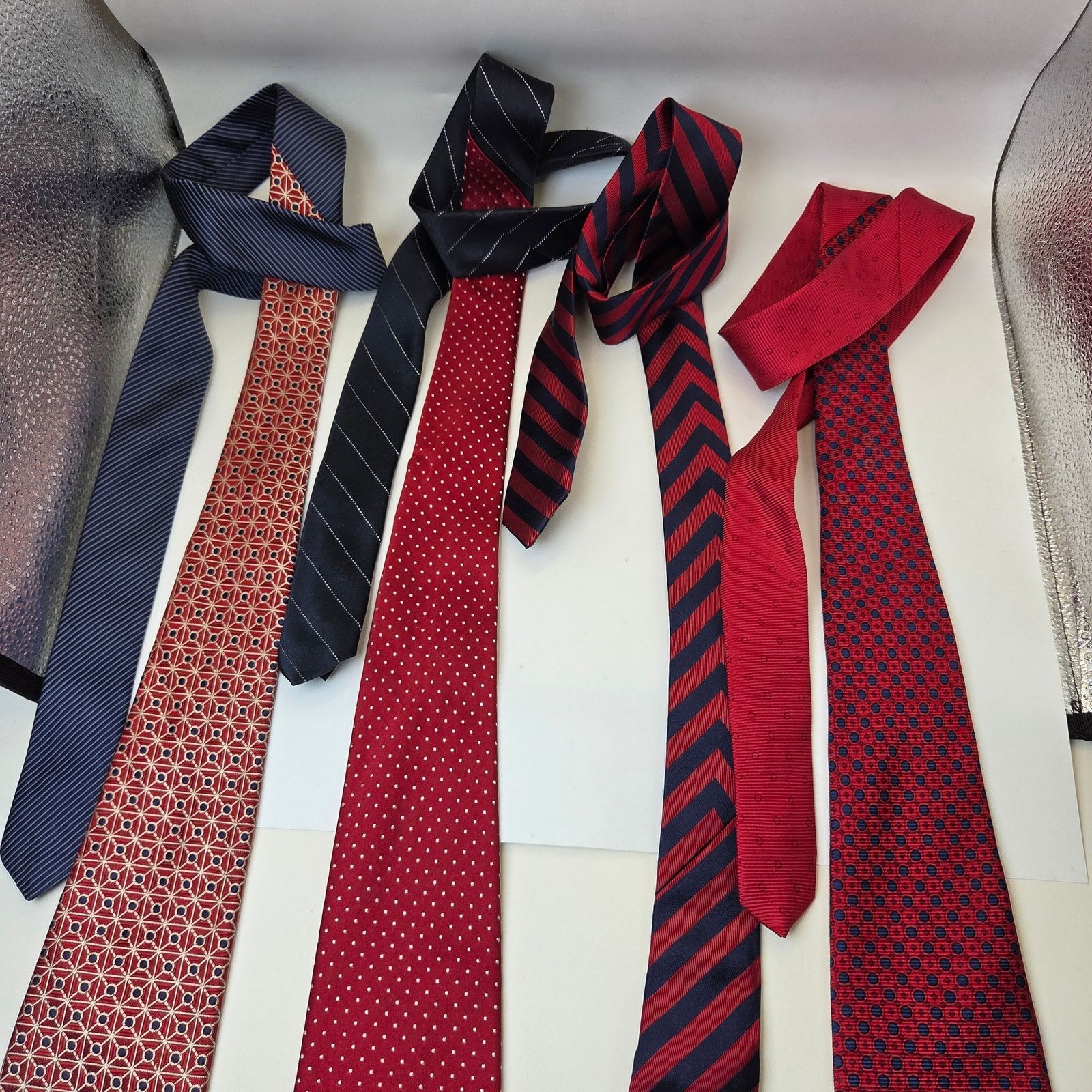 Tommy Hilfiger Tommy Hilfiger Red Silk Tie Lot 4 USA Wide 3.75" Contrast Size ONE SIZE - 8 Thumbnail