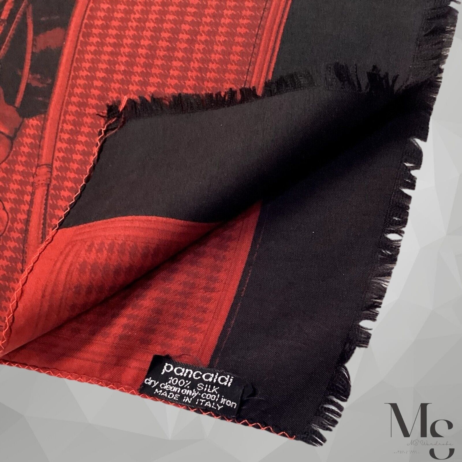Vitaliano VITALIANO PANCALDI Red Horse Print Rectangle Silk Scarf Itl Size ONE SIZE - 3 Thumbnail