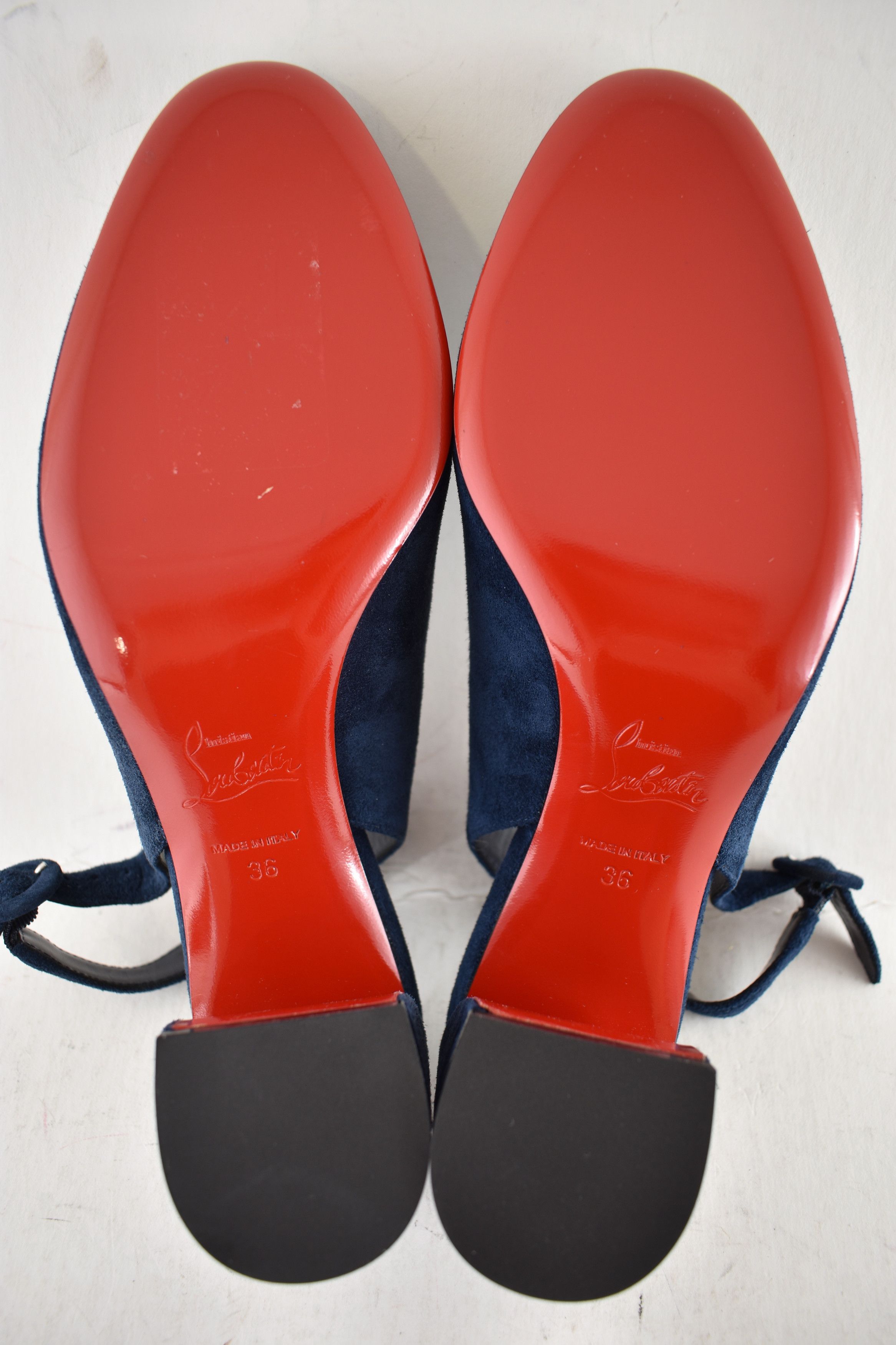 Christian Louboutin So Jane Sling 55 Marine Blue Slingback Sandal Block Heel 36 Size US 6 / IT 36 - 14 Thumbnail