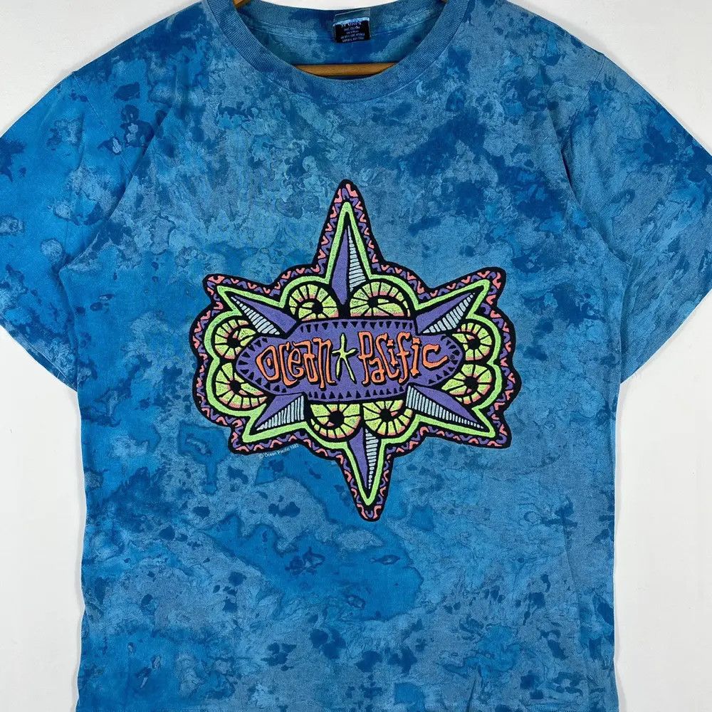 Ocean Pacific VINTAGE 90's OCEAN PACIFIC BLUE TYE DYED SURF TEE Size US XL / EU 56 / 4 - 3 Thumbnail