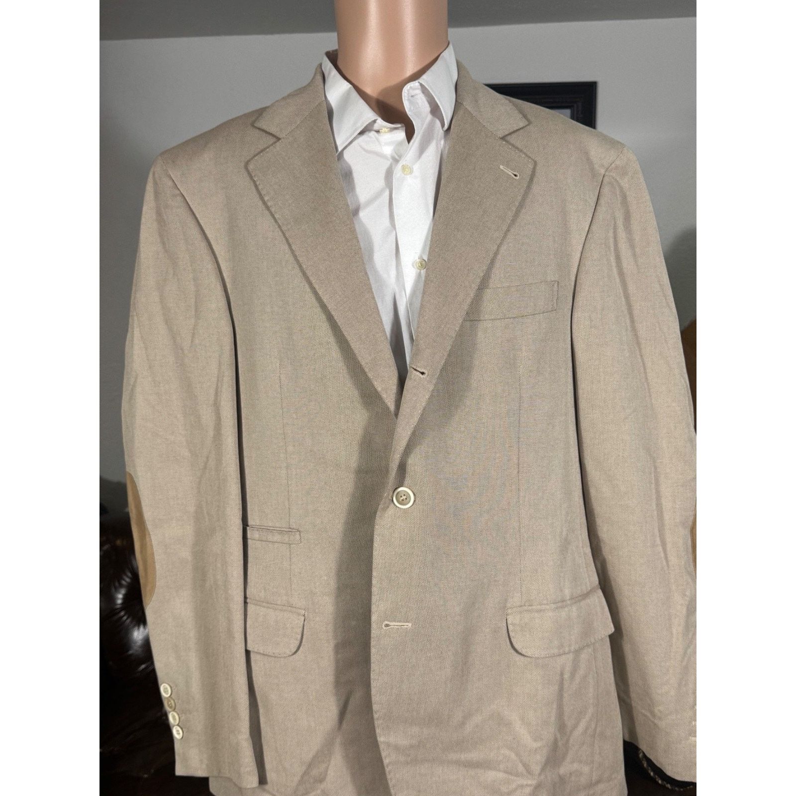 Brunello Cucinelli Brunello Cucinelli Beige Tan Cotton Suede Jacket Blazer 44R Size 44R - 1 Thumbnail
