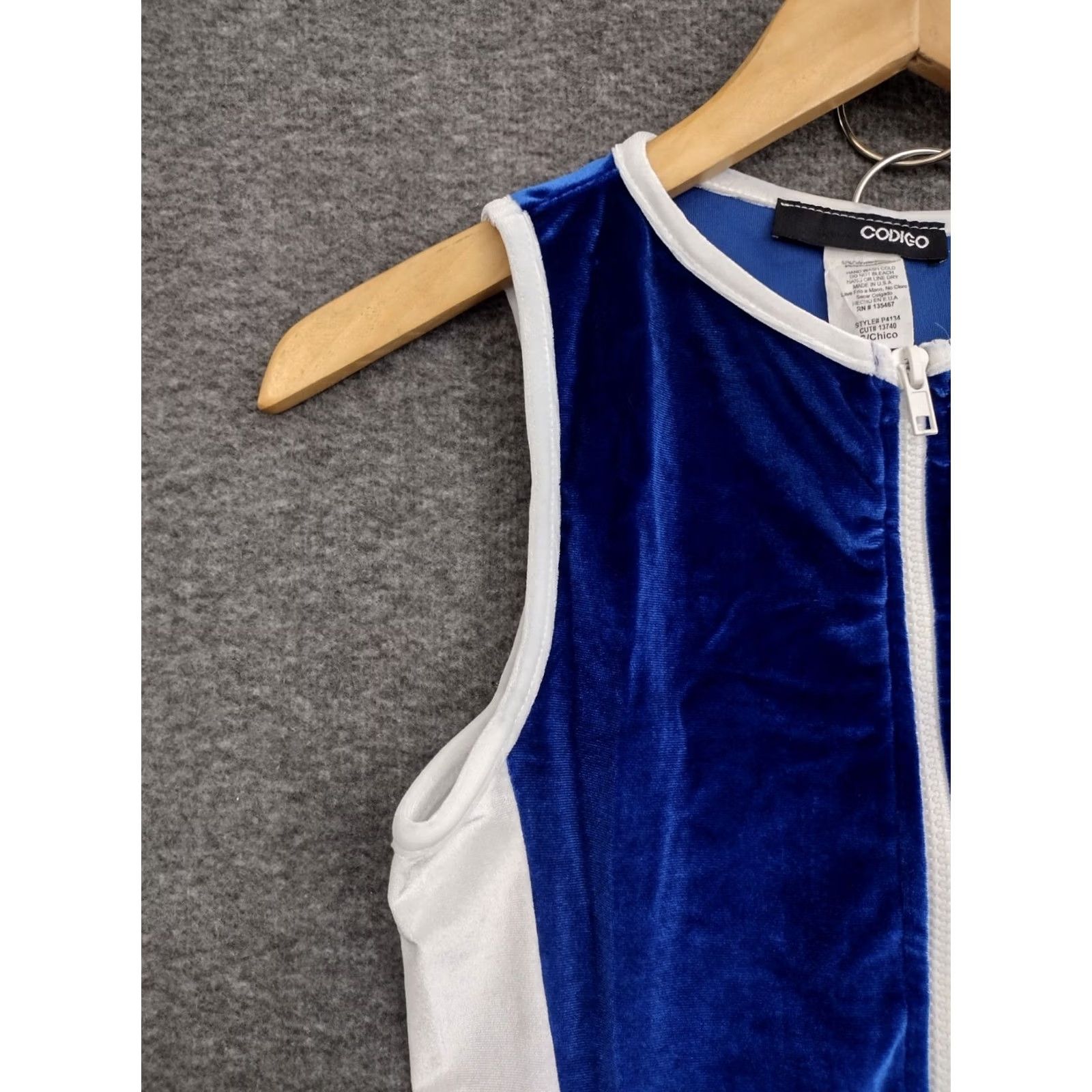 Vintage Codigo Women's Yoga Sleeveless Tight 1/4 Zip Round Neck Blue Jumpsuit Size S Size 28" / US 6 / IT 42 - 7 Thumbnail
