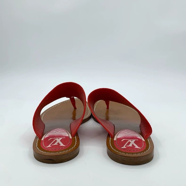 Louis Vuitton Louis Vuitton Red gradient leather flip-flops with logo sa Size US 6.5 / IT 36.5 - 4 Thumbnail