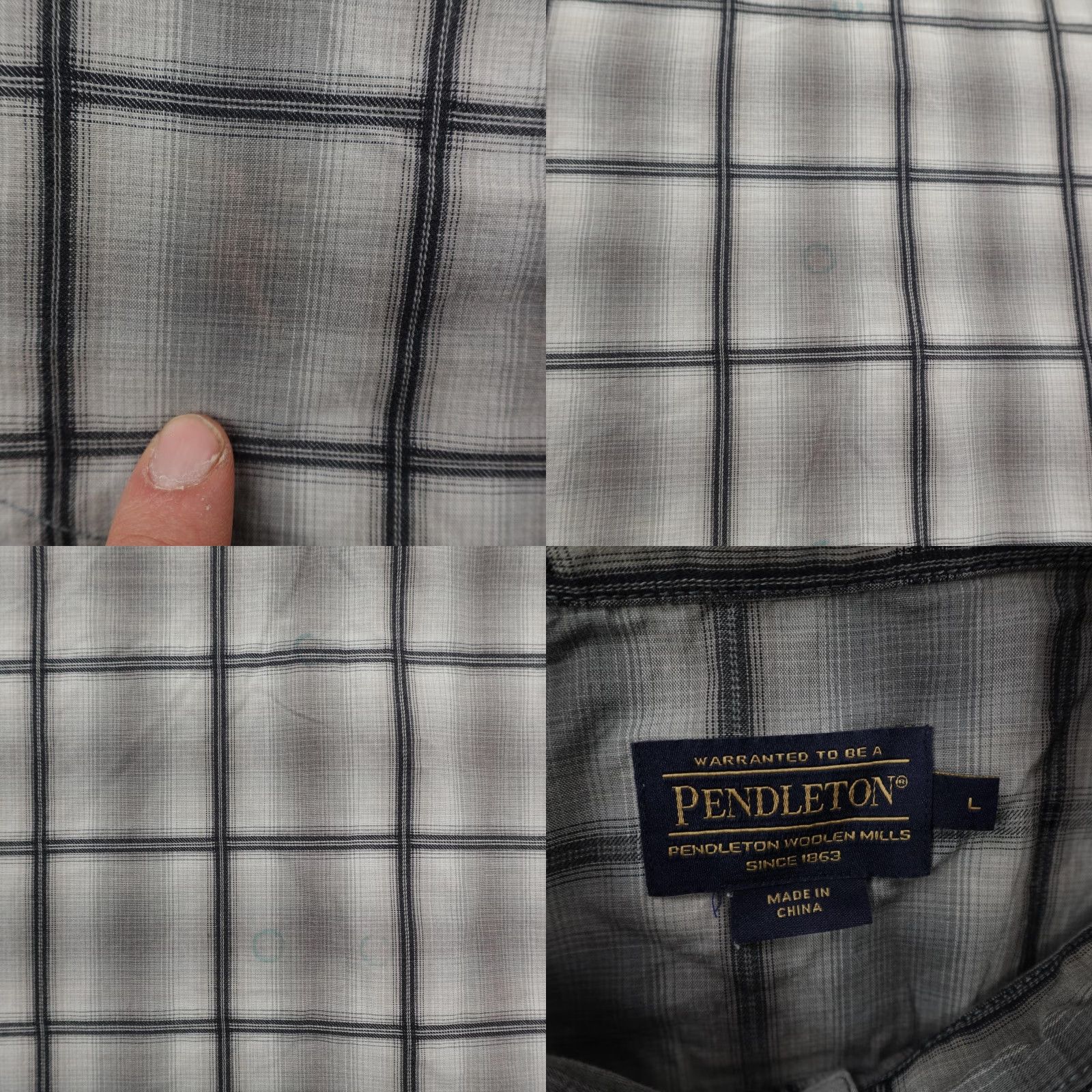 Pendleton Pendleton Shirt Mens Large Gray Plaid Western Pearl Snap Short Sleeve Frontier Size US L / EU 52-54 / 3 - 8 Thumbnail
