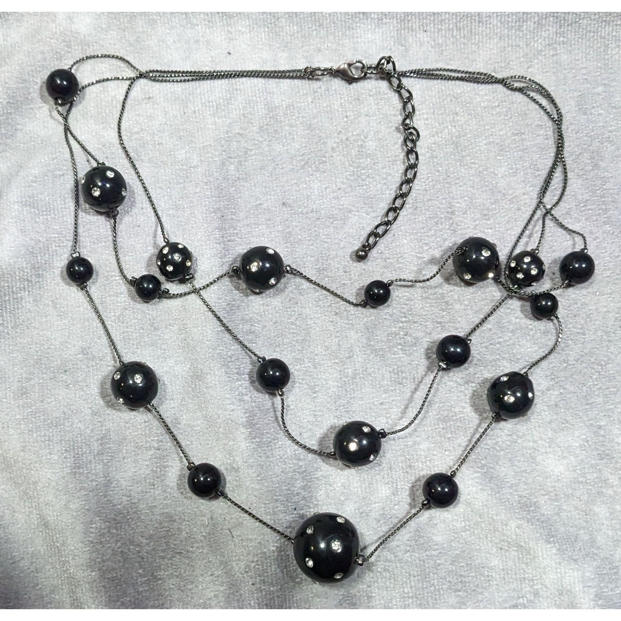 Other Glam Goth Black With Rhinestones Floating Necklace Size ONE SIZE - 2 Thumbnail