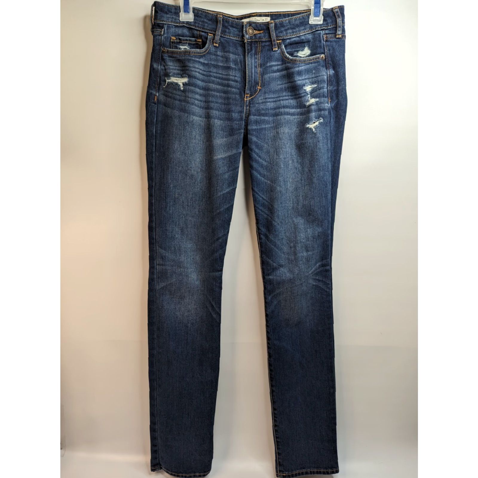 Abercrombie & Fitch Abercrombie & Fitch Jeans Women's Size 4L 27x35 Denim Distressed Blue 5-Pocket Regular Skinny Belts & Zippers Size 27" / US 4 / IT 40 - 2 Thumbnail