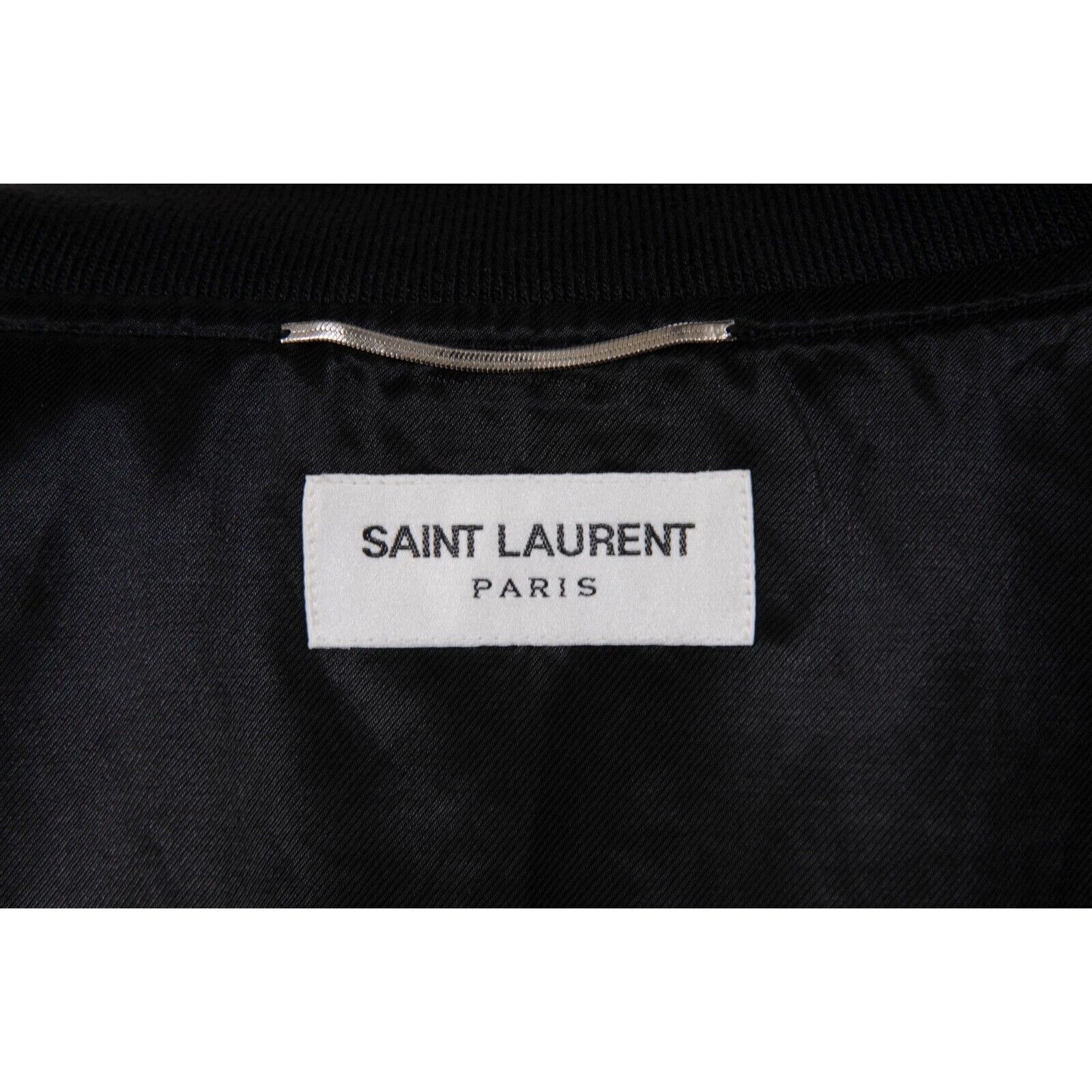 Saint Laurent Paris Ikat Bomber Jacket Black Satin Size US L / EU 52-54 / 3 - 8 Thumbnail