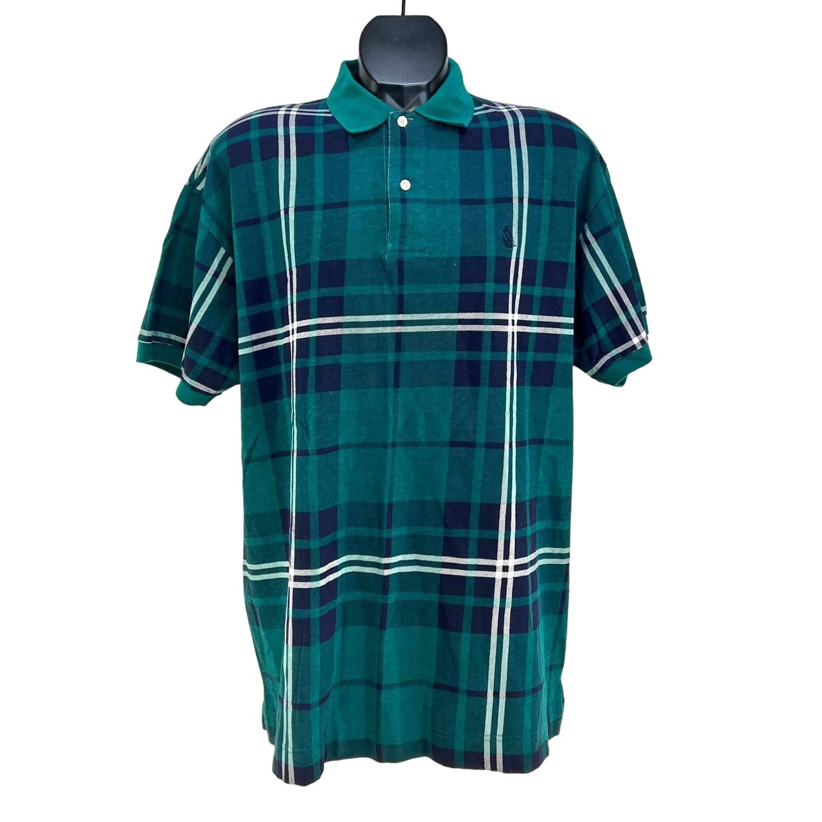 Nautica Vintage 80s Nautica Plaid Polo Shirt Green Blue Size US XL / EU 56 / 4 - 1 Thumbnail