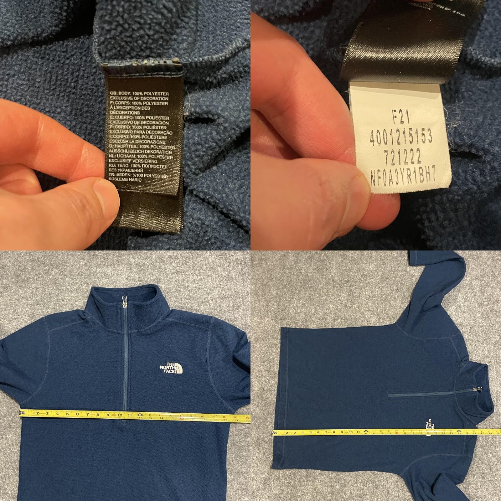 The North Face The North Face Textured Cap Rock Fleece 1/4 Zip Pullover M Blue Lightweight NF0A3YR1 Mens Regular Fit Mock Neck Long Sleeve 100% Polyester Hiking Size US M / EU 48-50 / 2 - 8 Thumbnail