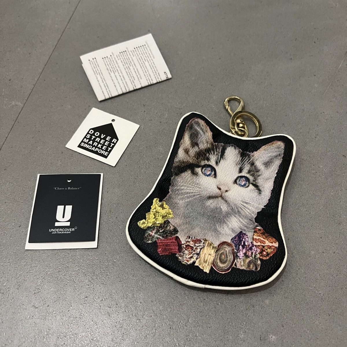 image of Ss20 Undercover Cat And Gemstones Pouch in Black, Men's