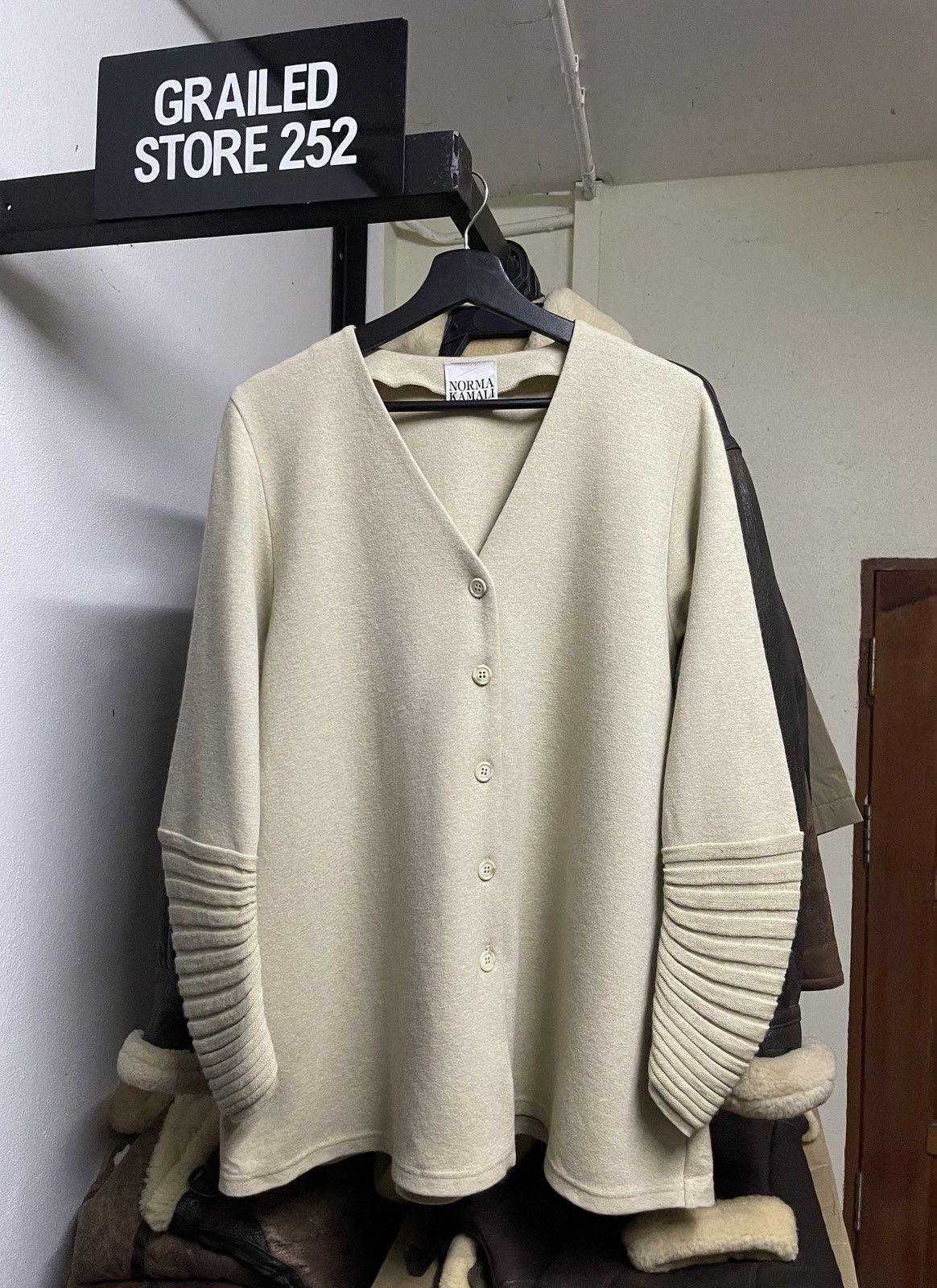 image of Norma Kamali Wool Hair Cardigan in Cream, Women's (Size Medium)