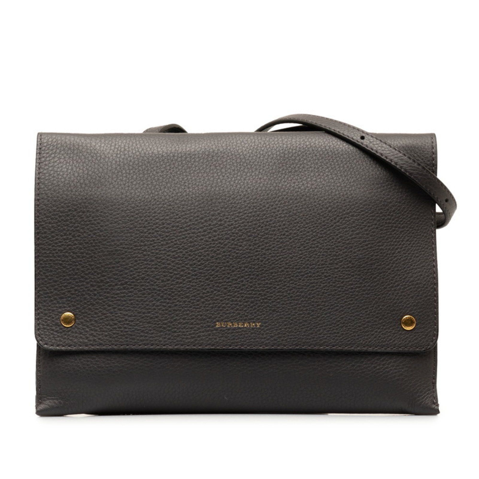 image of Burberry Shoulder Wallet Bag Black Leather Women's Burberry