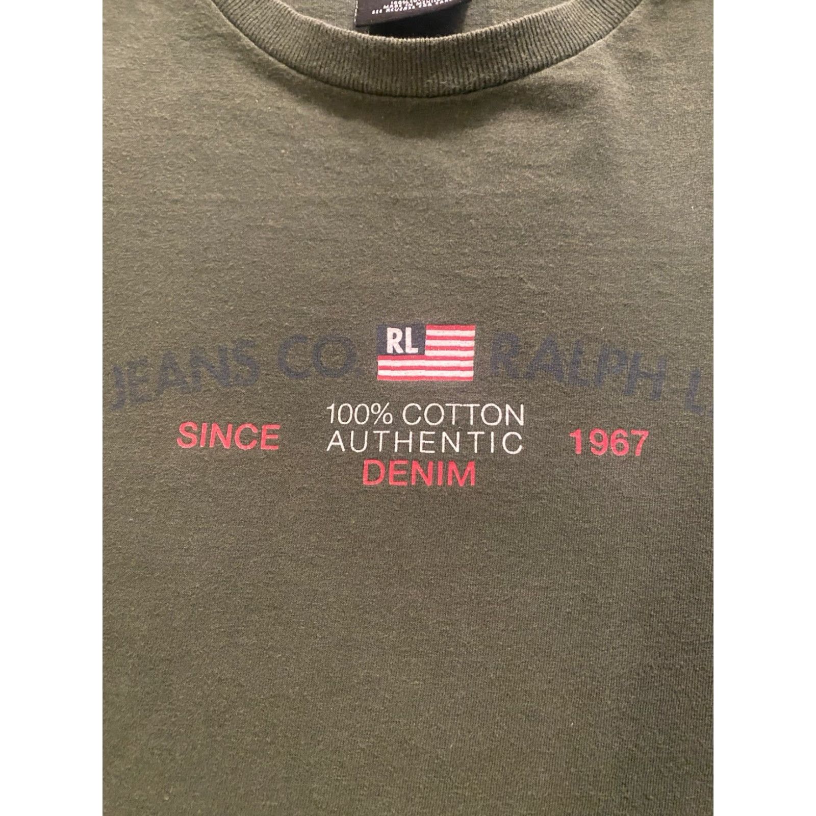 Ralph Lauren VINTAGE Ralph Lauren Polo Jeans Co. T Shirt Flag Green Men’s Medium Shirt Mens Regular 90s 80s Classic Graphic Print Short Sleeve Cotton Size US M / EU 48-50 / 2 - 5 Thumbnail