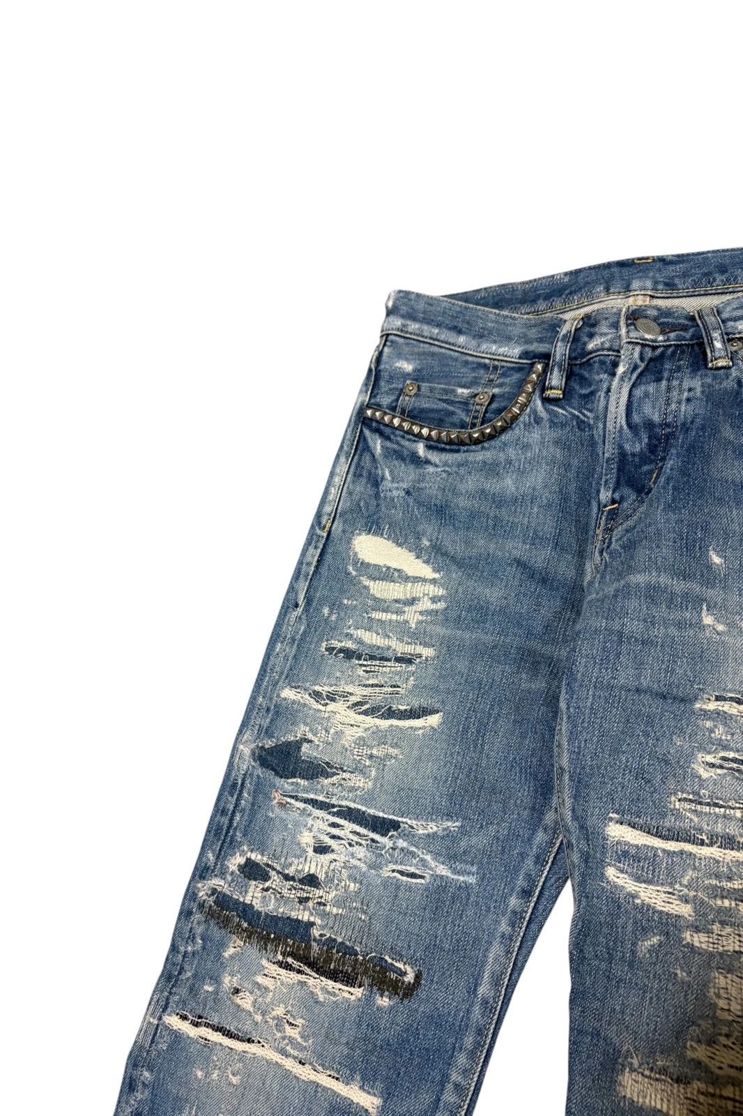 Hysteric Glamour Hysteric Glamour blue distressed patchwork denim jeans Size US 28 / EU 44 - 4 Thumbnail