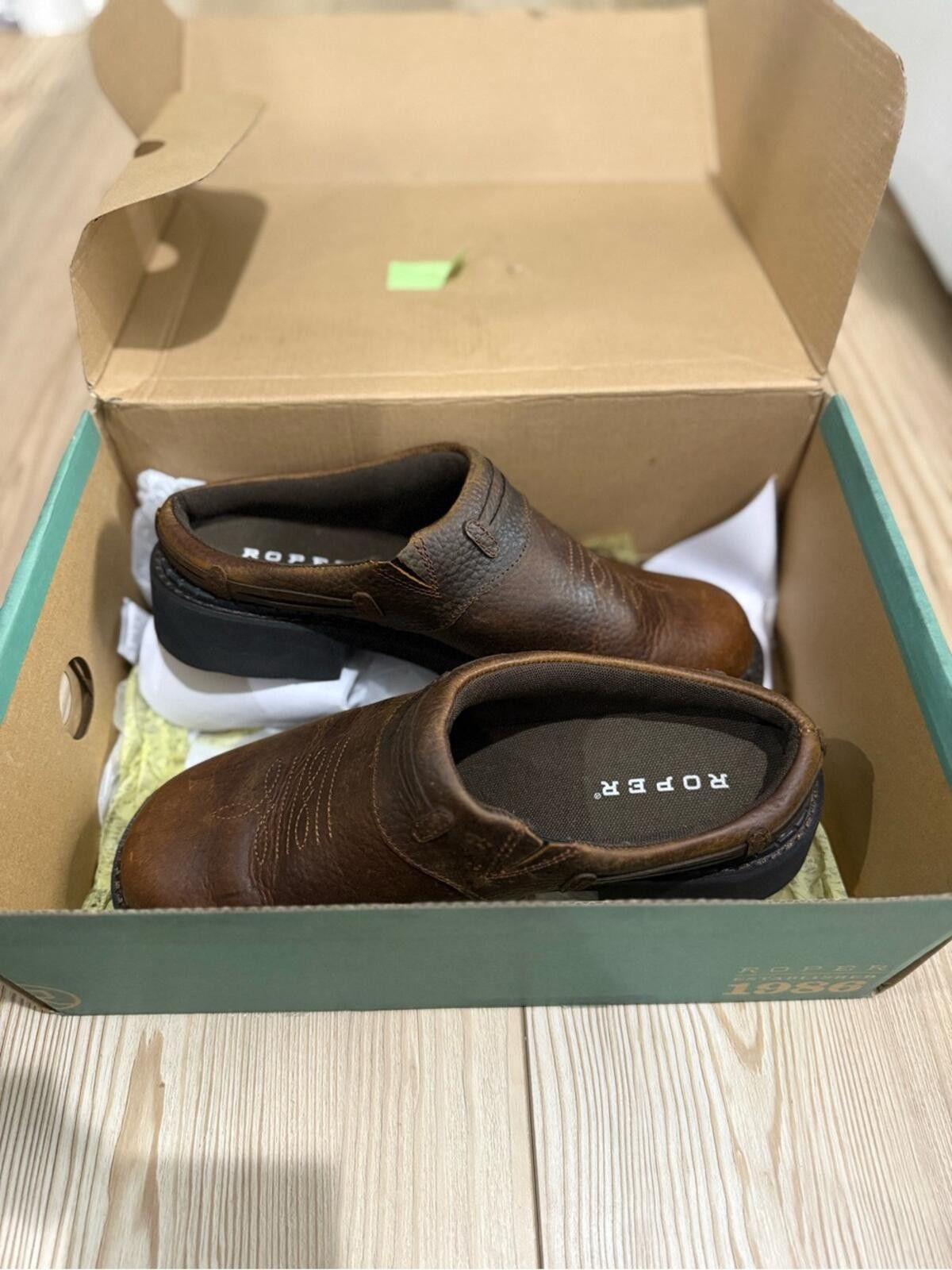 Roper Roper Brown Leather Slip-On Mules Size US 9.5 / EU 42-43 - 4 Thumbnail