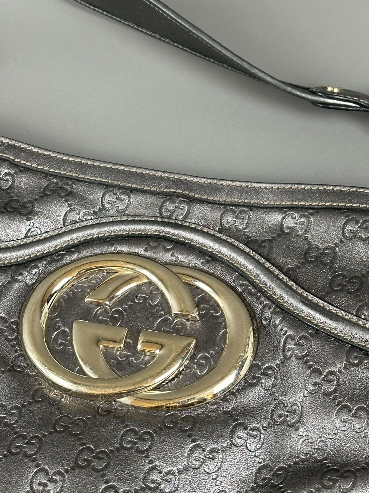 Gucci Gucci - Britt Metallic Silver - Guccissima Shoulder Bag Size ONE SIZE - 14 Thumbnail