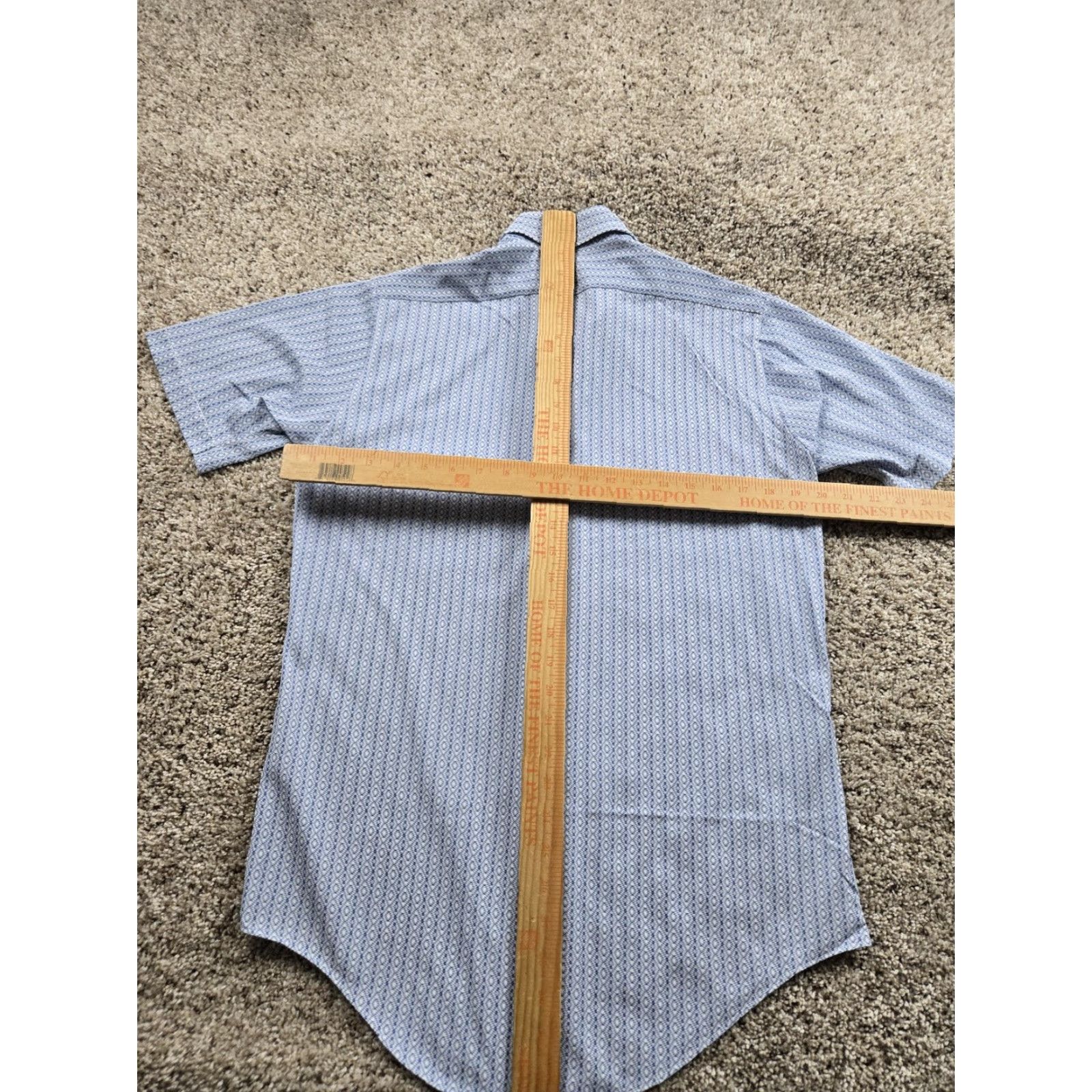 Vintage VINTAGE Manhattan Shirt Mens M Blue Geometric Pattern 70s Button-Up Short Sleeve Collared Size US M / EU 48-50 / 2 - 6 Thumbnail