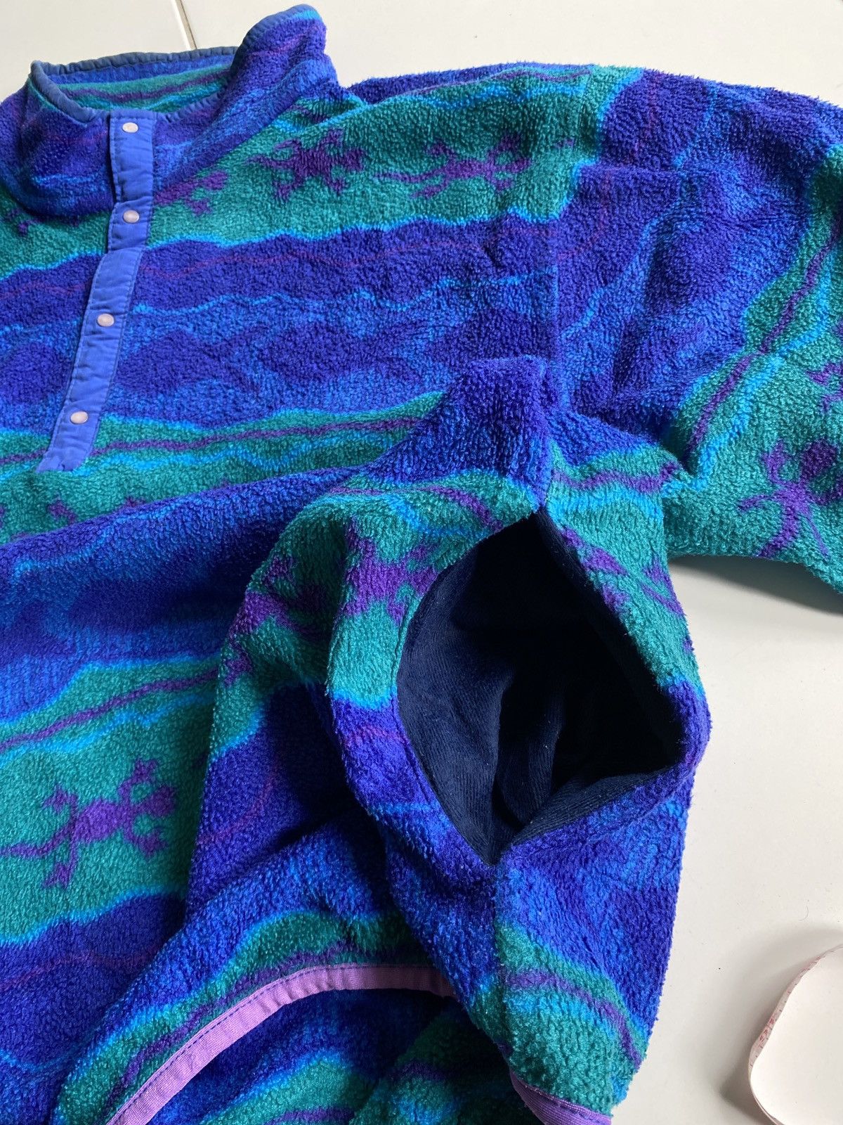 L.L. Bean Vintage L.L.Bear Fleece Patchwork Pullover blue jackets Size US L / EU 52-54 / 3 - 5 Thumbnail