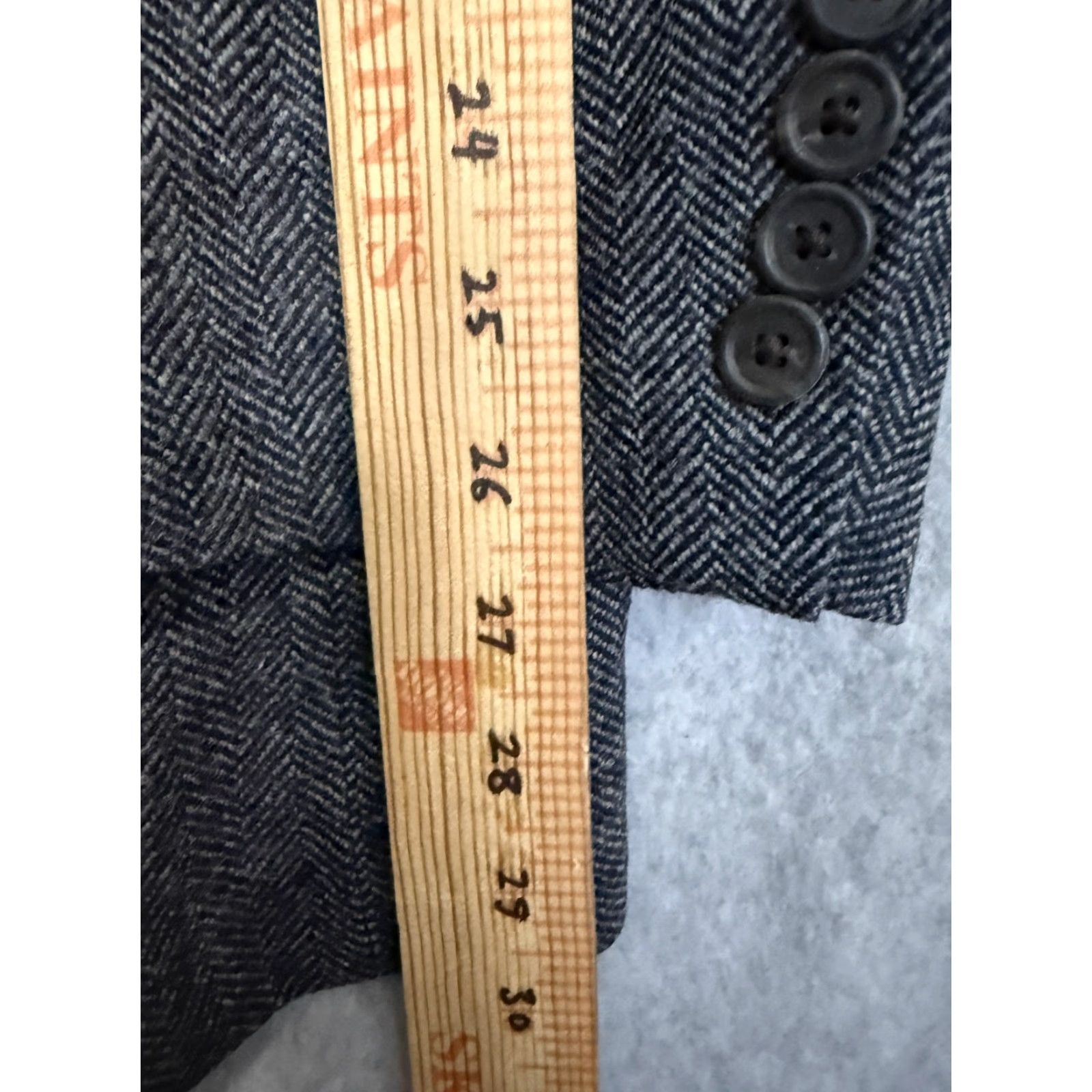 Lands' End Lands' End Blazer Sport Coat Mens 46L Gray Wool Herringbone Tweed Long Jacket Size 46R - 4 Thumbnail