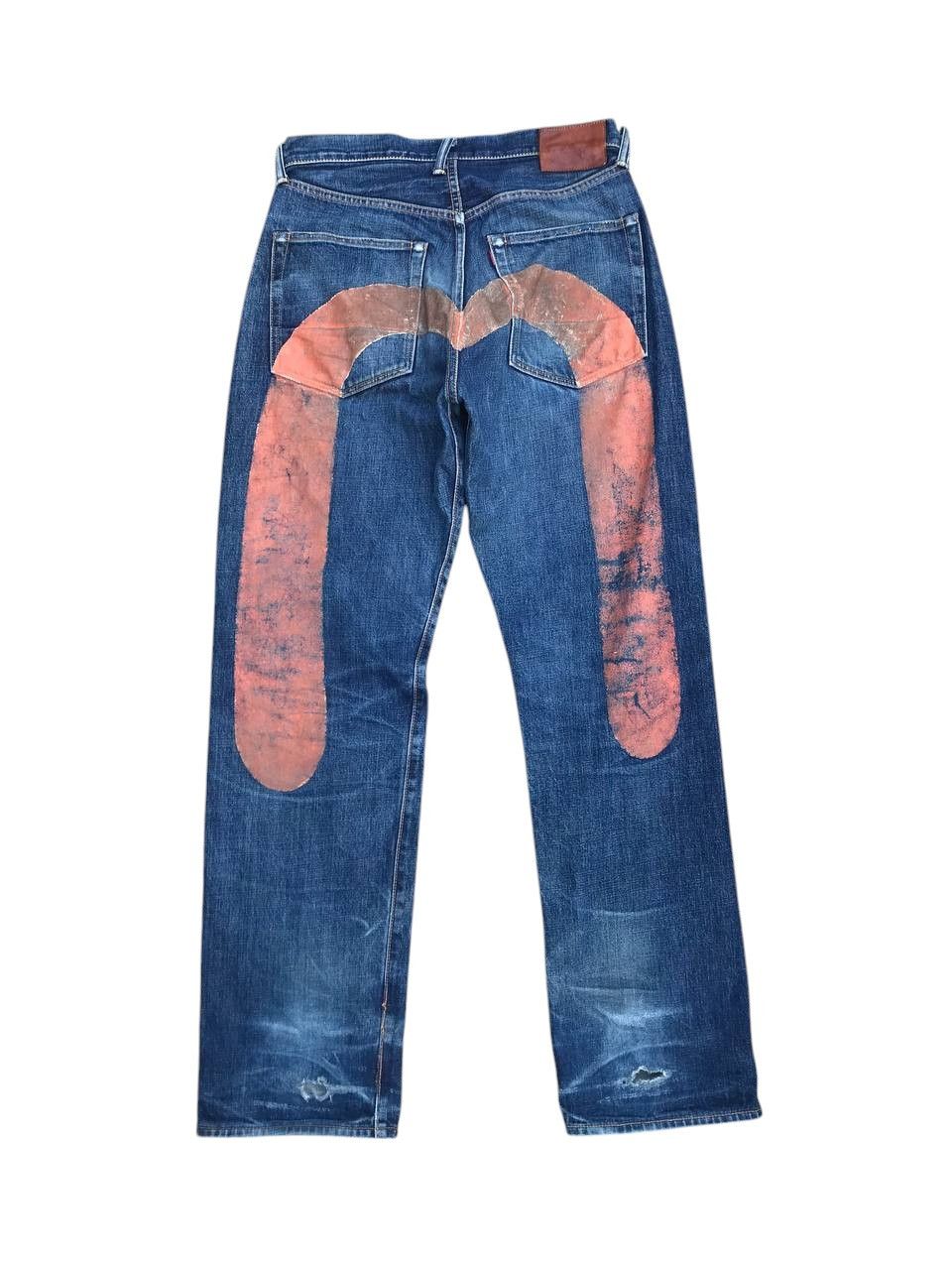 Evisu Vintage Evisu Big Daicock Redline Distressed jean W31x33 Size US 31 - 1 Thumbnail