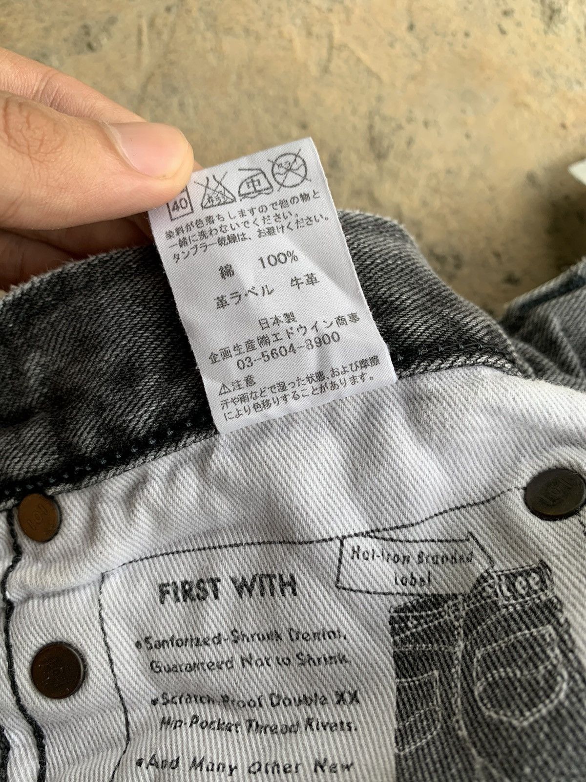 Lee Rare💥Lee 101 Black Selvedge Faded Distressed Denim Size US 30 / EU 46 - 15 Thumbnail