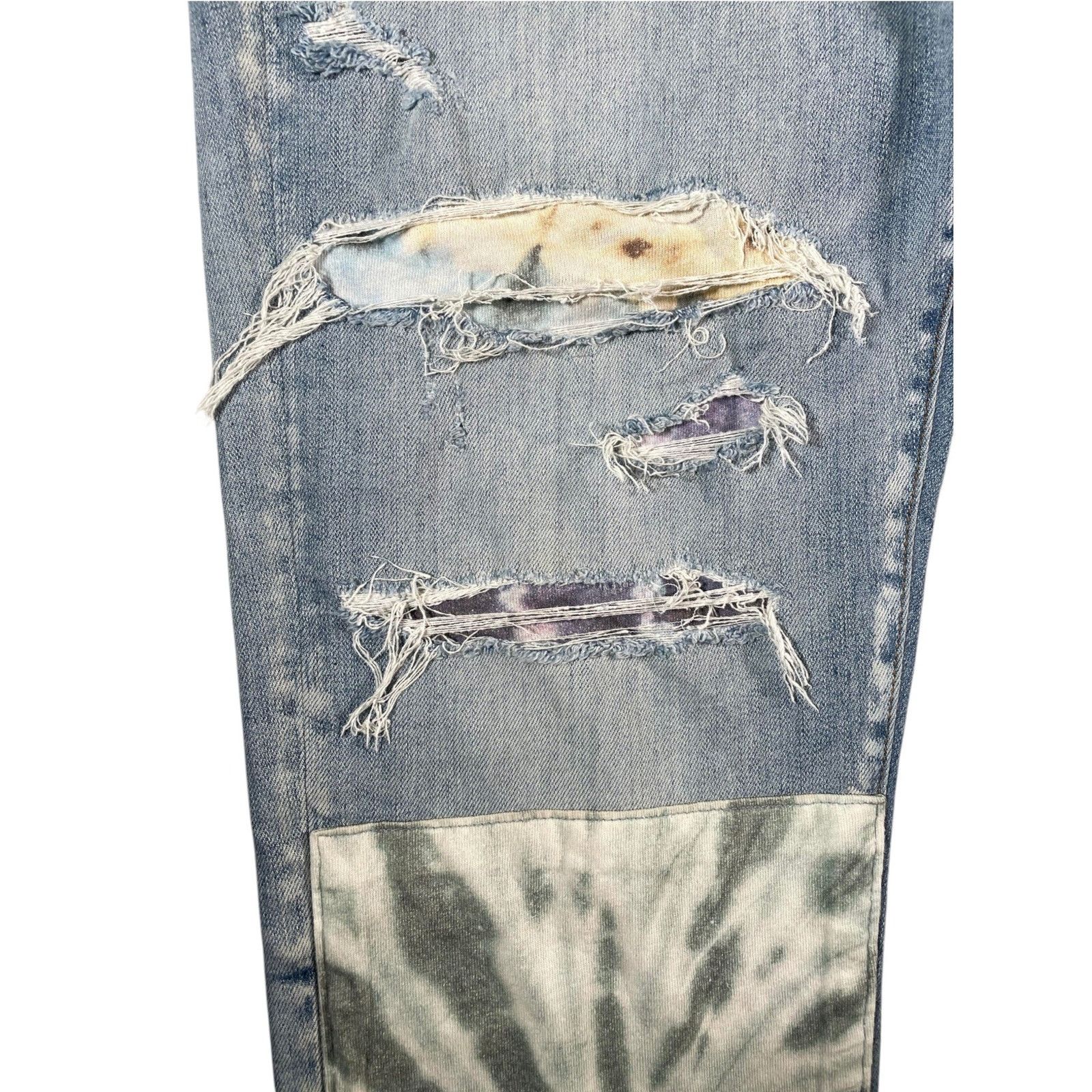 Amiri Amiri Tie Dye Multi Patchwork Light Wash Jeans Size US 34 / EU 50 - 2 Thumbnail