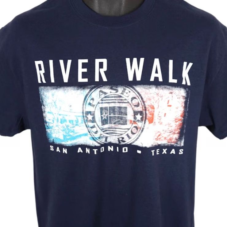Vintage River Walk San Antonio T Shirt Mens Size Medium Blue Travel Destination Tee Size US M / EU 48-50 / 2 - 2 Thumbnail