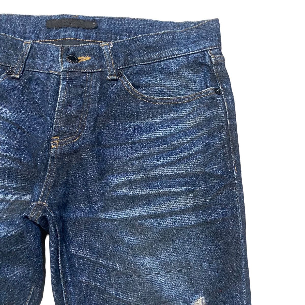 GOSTAR DE FUGA FUGA Coated Oiled Denim Flare Jeans Distressed Size US 32 / EU 48 - 5 Thumbnail