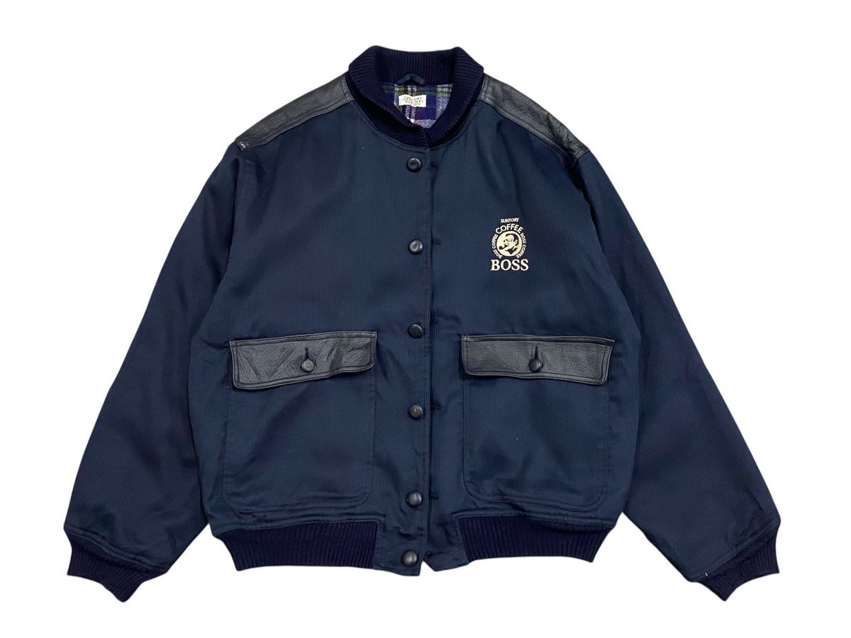Japanese Brand Vtg Suntory Boss Coffee Bomber Jacket Leather Elbow Patches Size US L / EU 52-54 / 3 - 3 Thumbnail