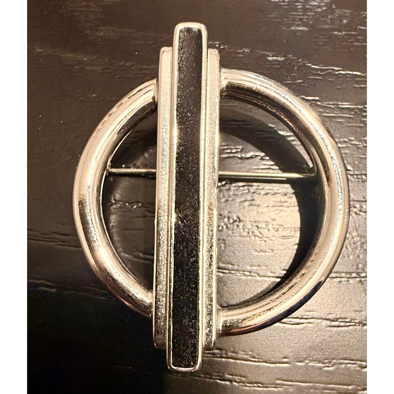 Monet Vintage Signed Monet Silver Tone Modernist Circle Bar Brooch Size ONE SIZE - 1 Thumbnail