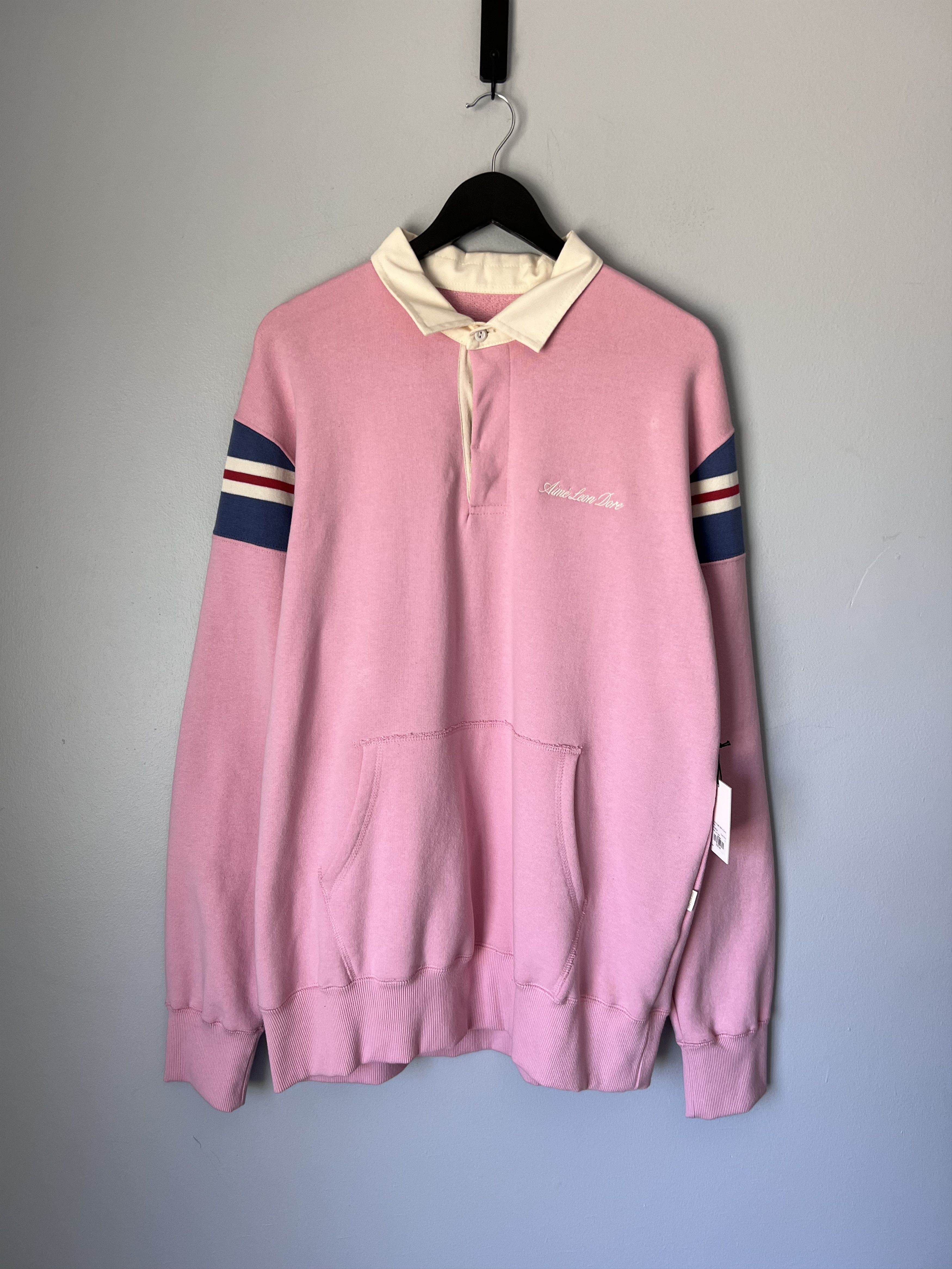 Aime Leon Dore Aime Leon Dore Ribbed Shoulder Rugby Polo in PInk Size US XL / EU 56 / 4 - 1 Thumbnail