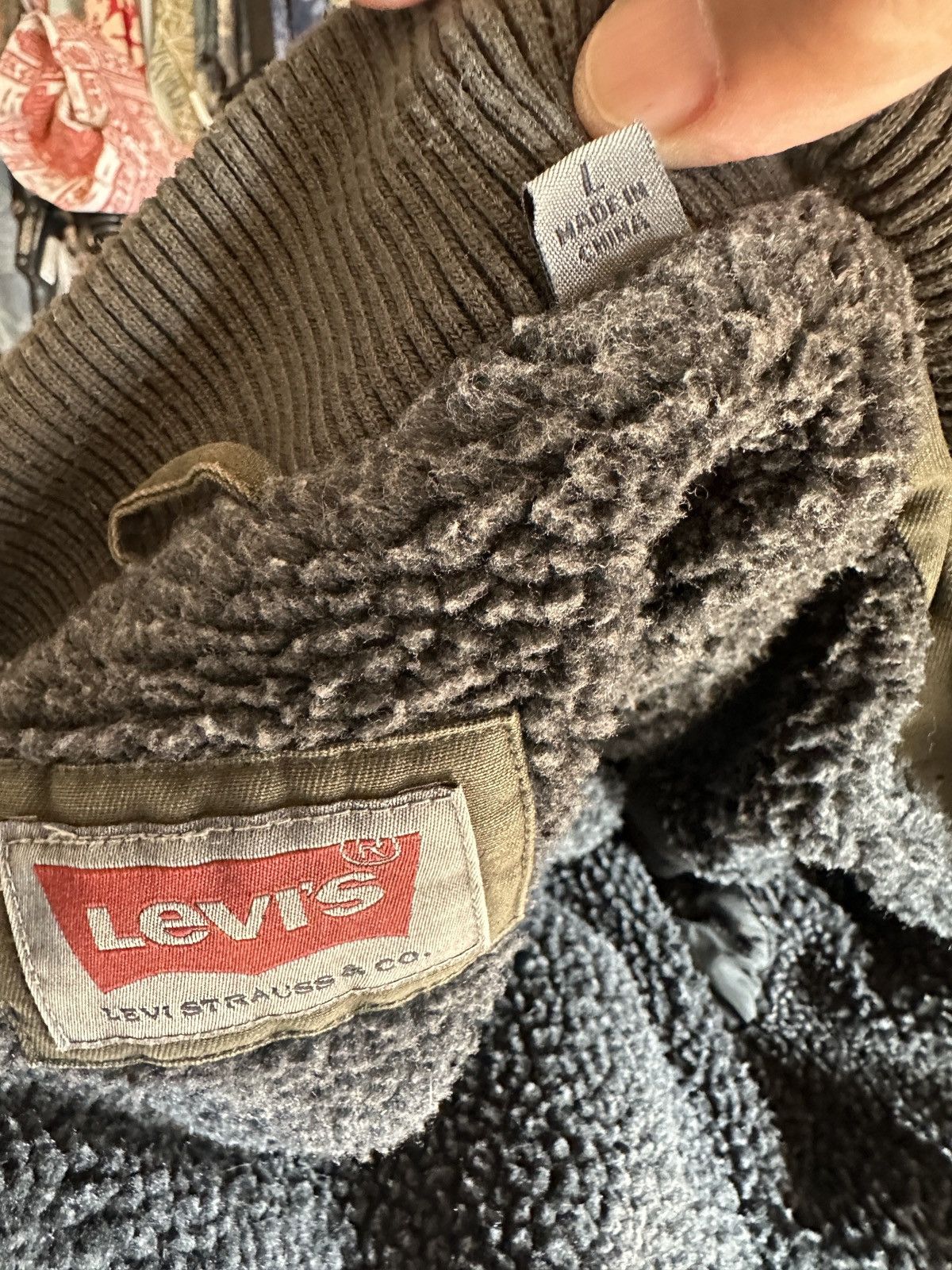 Levi's Levis Jacket Men's Large Green Military Coat Sherpa Lined Size US L / EU 52-54 / 3 - 6 Thumbnail