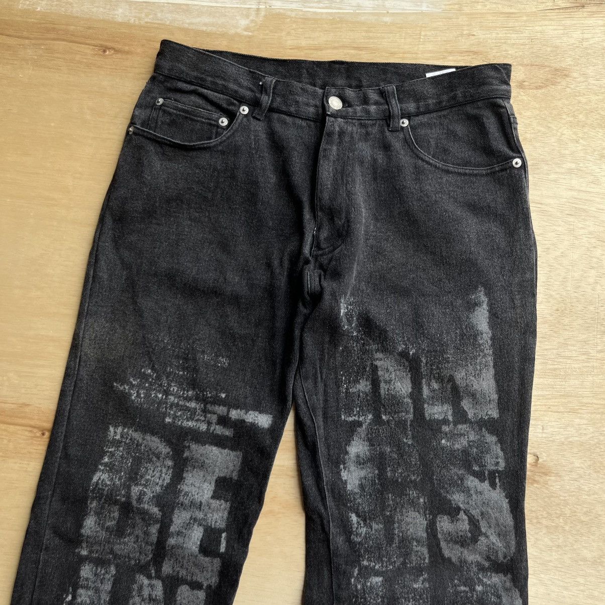 BERNINGS SHO BERNINGSHO BLACK WASHE POEM STUDED STRETCH PUNK FLARE DENIM Size US 31 - 2 Thumbnail